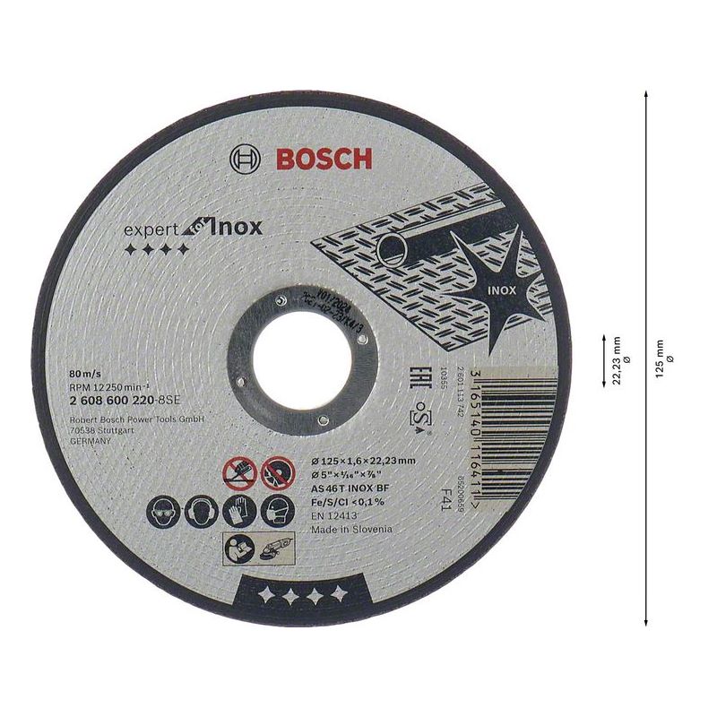 Bosch PRO Stainless Steel and Metal Trennscheibe, 125 x 1.6 x 22.23 mm, gerade, oSa #2608600220