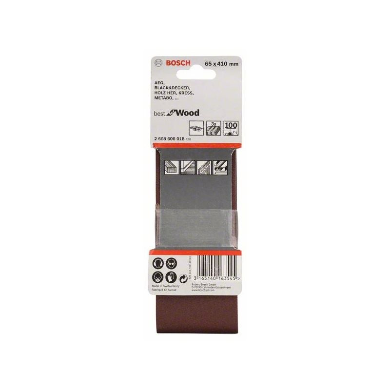 Bosch PRO X440 Schleifband, 65 x 410 mm, G100, 3-tlg. #2608606018