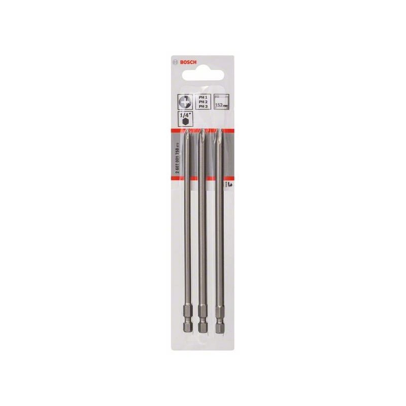 Bosch Schrauberbit-Set Extra-Hart, 3-teilig, PH1, PH2, PH3, 152 mm #2607001758