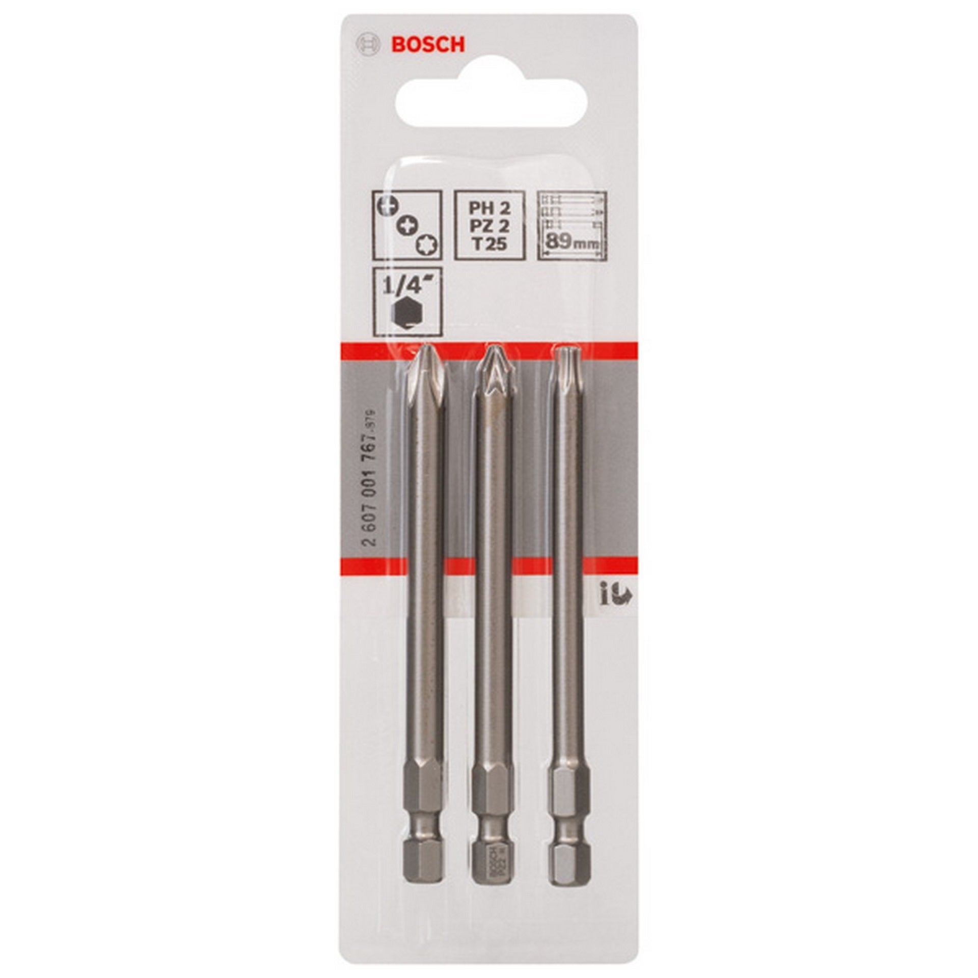Bosch Schrauberbit-Set Extra-Hart, 3-teilig, PH2, PZ2, T25, 89 mm #2607001767