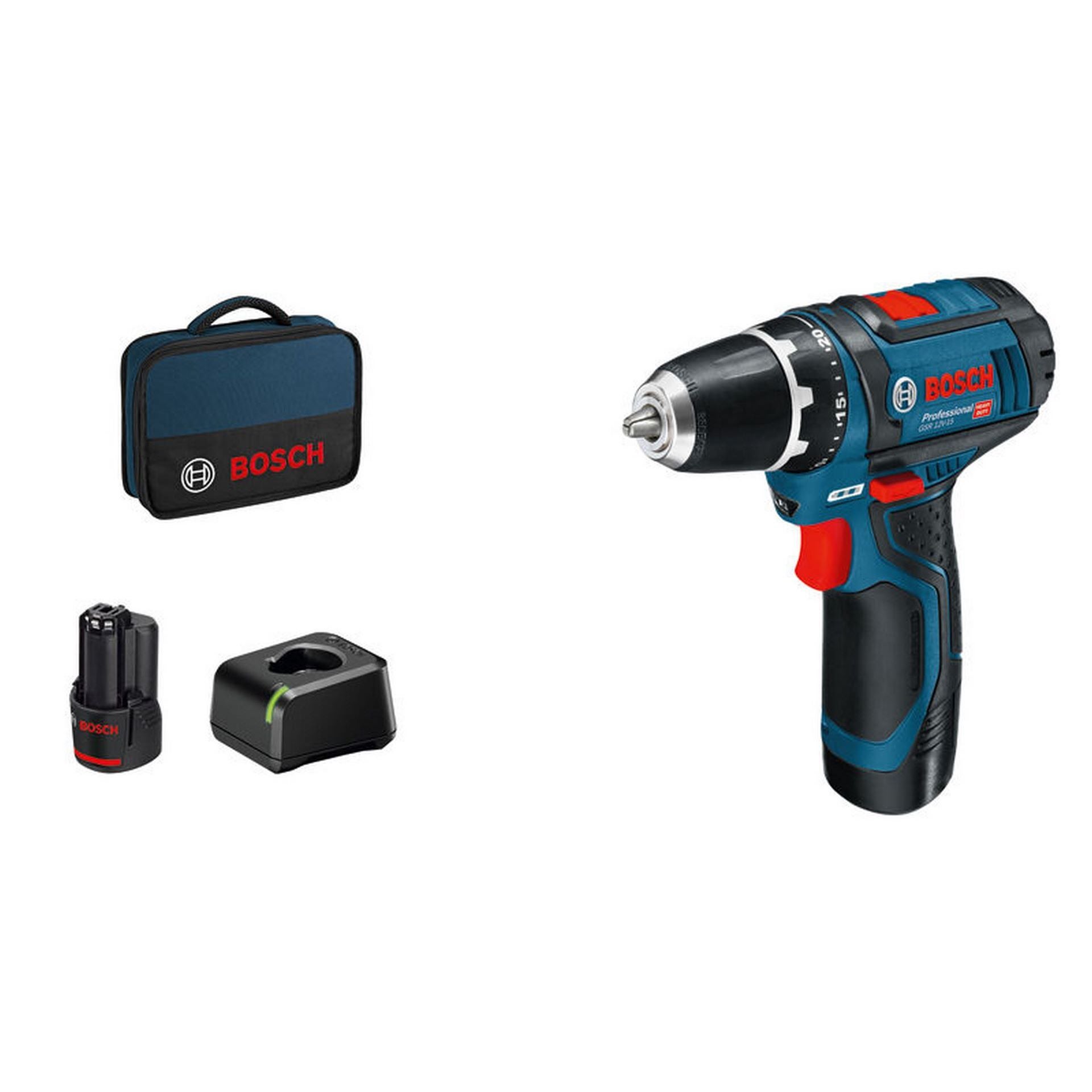Bosch Akku-Bohrschrauber GSR 12V-15, 2 x Akku GBA 12V 2.0Ah #060186810F