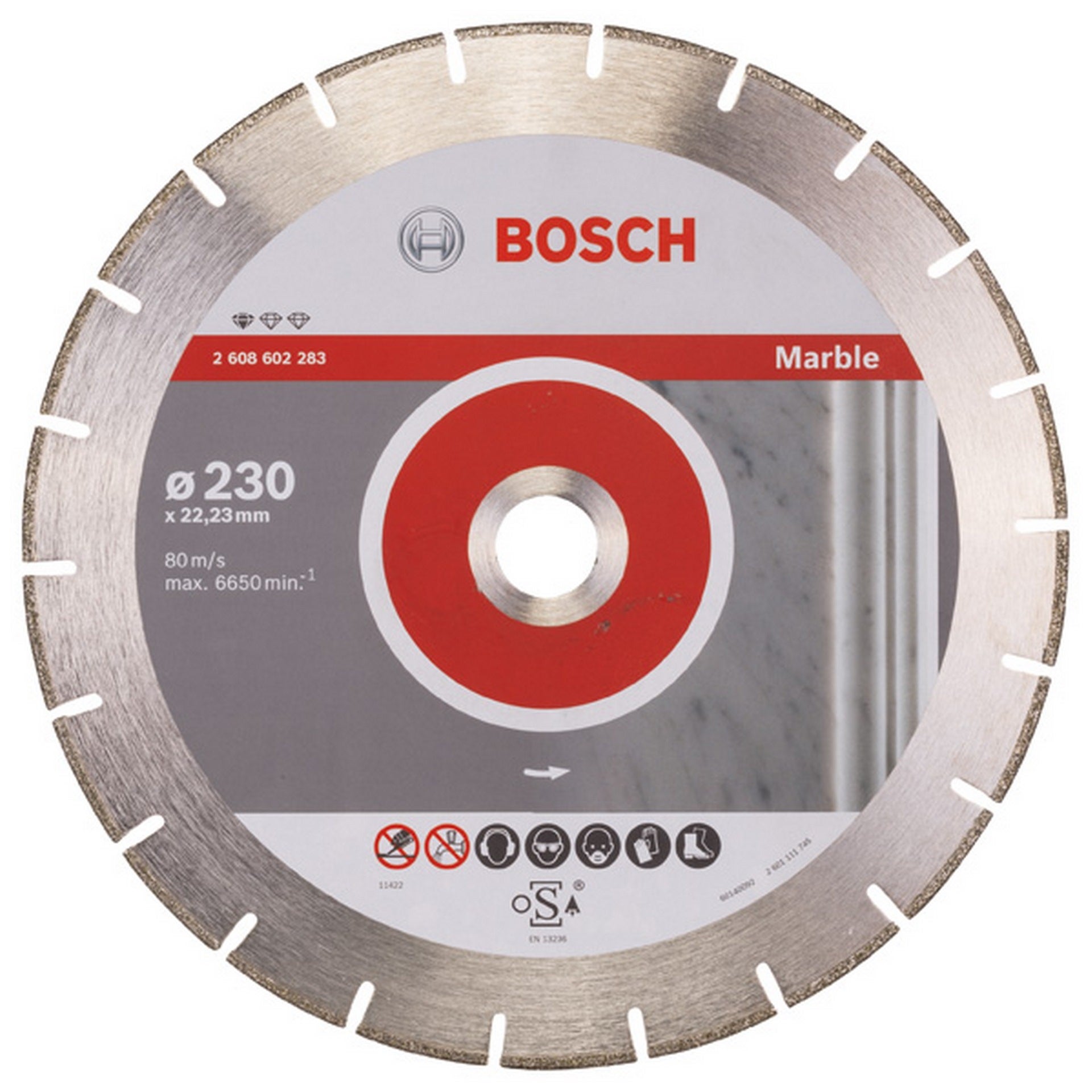 Bosch Diamanttrennscheibe Standard for Marble, 230 x 22,23 x 2,8 x 3 mm #2608602283