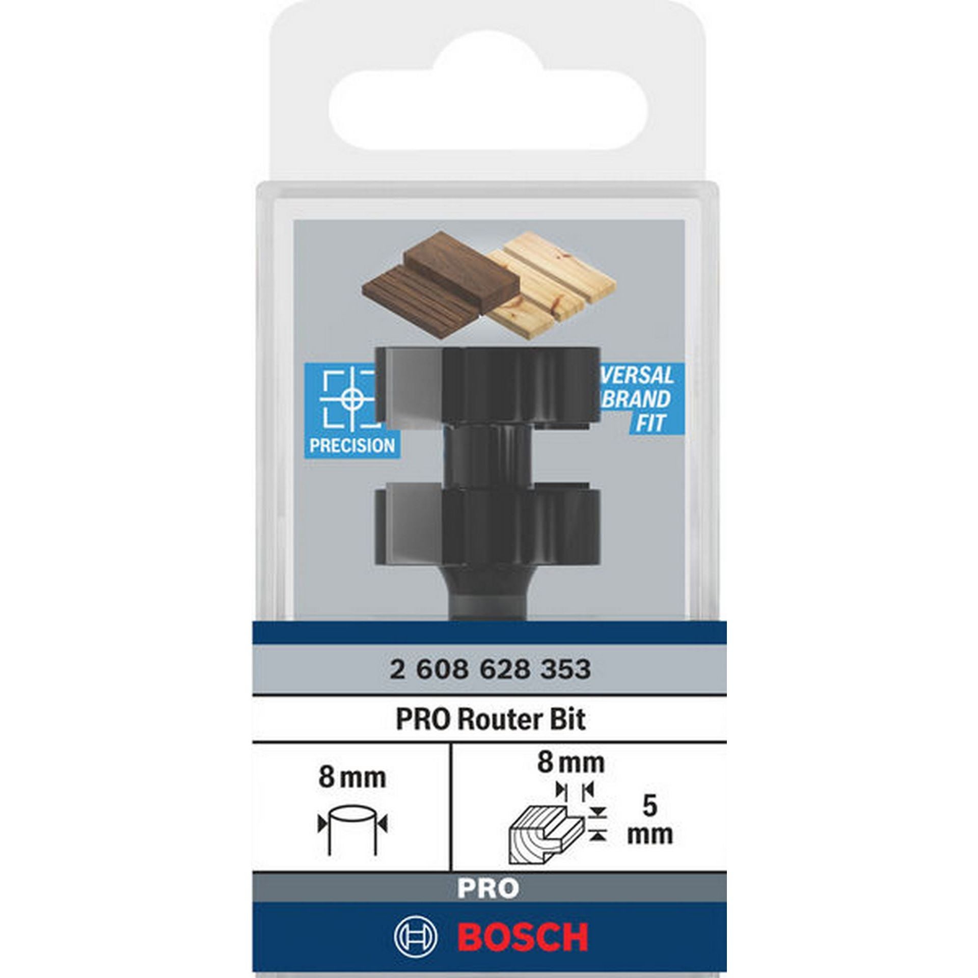 Bosch PRO T-Nut Federfräser, B 8 mm, D 25 mm, L 5 mm, S 8 mm #2608628353