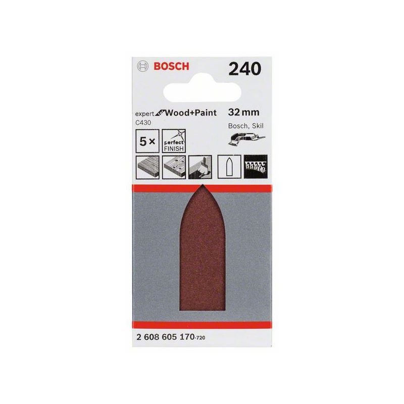 Bosch Schleifblatt C430, 32 mm, 240, ungelocht, 5er-Pack #2608605170