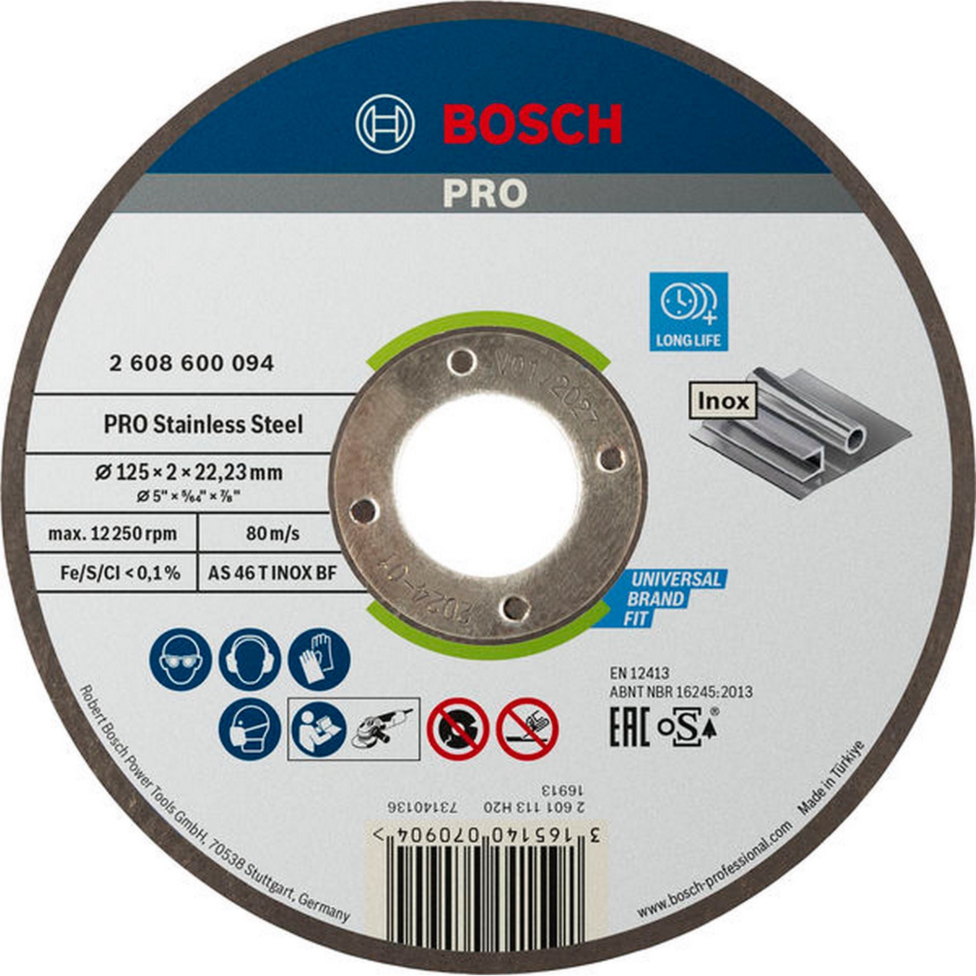 Bosch PRO Stainless Steel Trennscheibe, 125 x 2 x 22,23 mm #2608600094