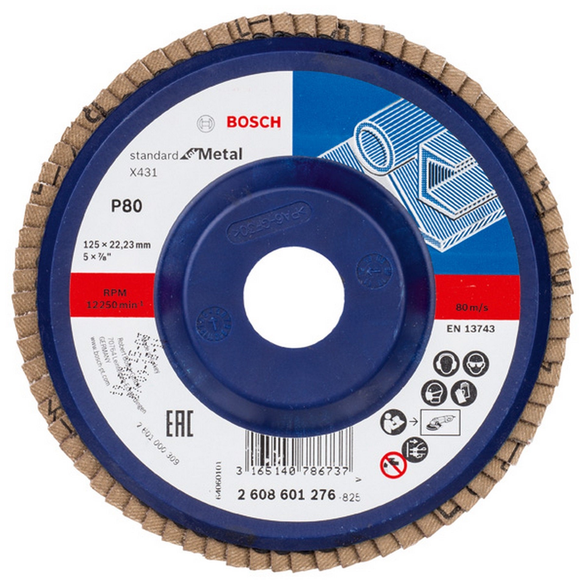 Bosch Fächerschleifscheibe X431 Standard for Metal, gerade, 125 mm, 80, Kunststoff #2608601276