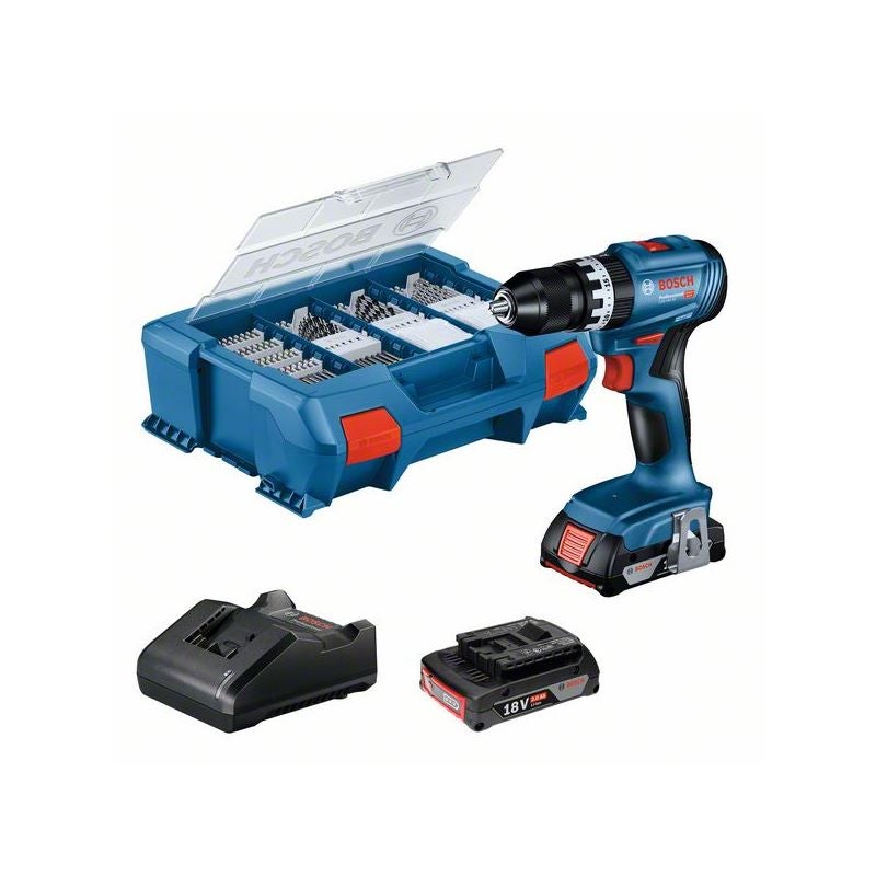 Bosch Akku-Schlagbohrschrauber GSB 18V-45, 2 x GBA 18V 2.0Ah in L-Case Pick & Click #06019K3306