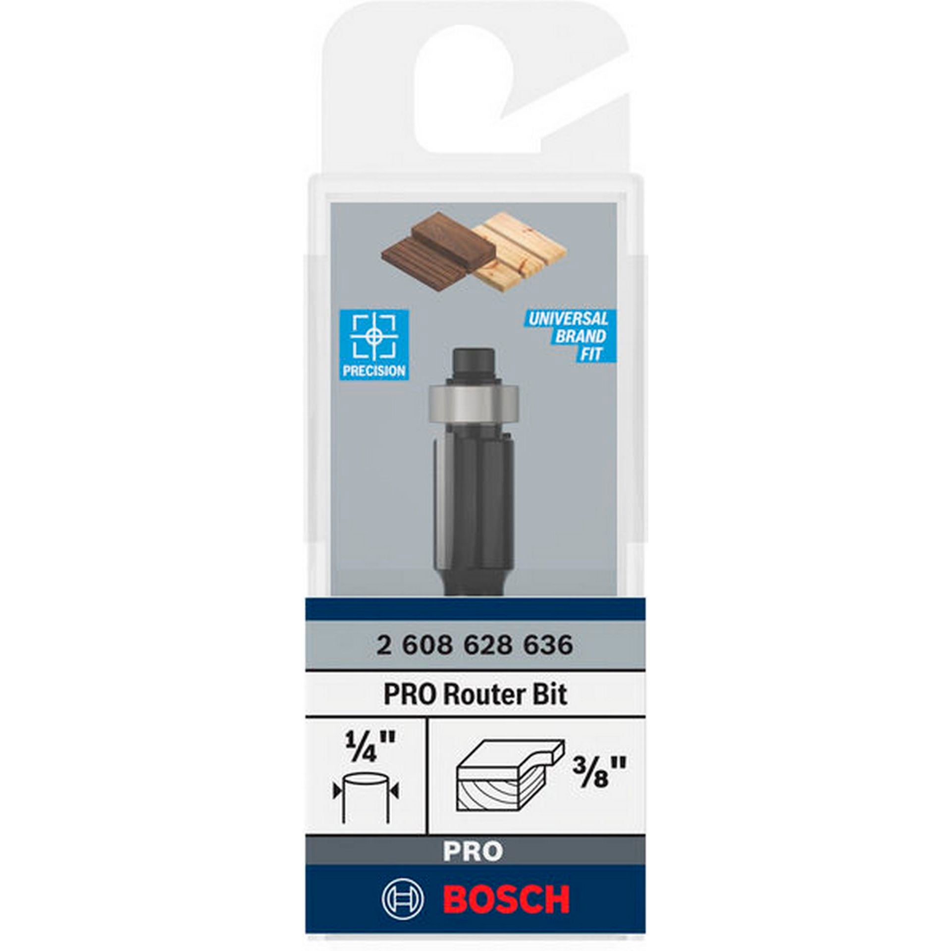 Bosch PRO Bündigfräser mit unterem Kugellager, D 3/8",  L 17/32", S 1/4" #2608628636