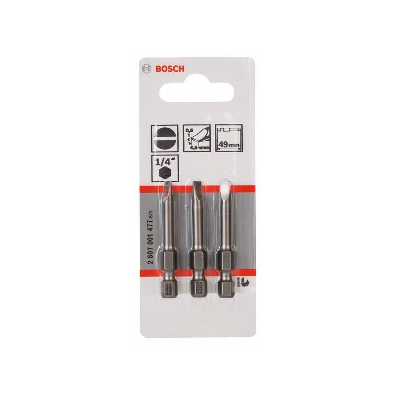 Bosch Schrauberbit Extra-Hart S 0,6 x 4,5, 49 mm, 3er-Pack #2607001477