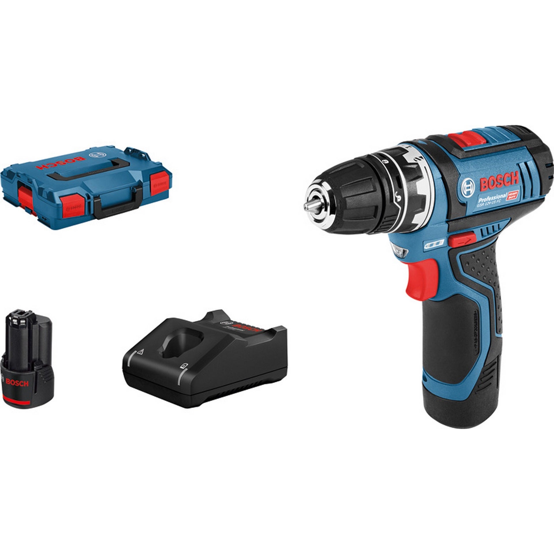 Bosch Akku-Bohrschrauber GSR 12V-15 FC, mit 2 x 2.0 Ah Akku, L-BOXX, 1 Aufsatz #06019F6001