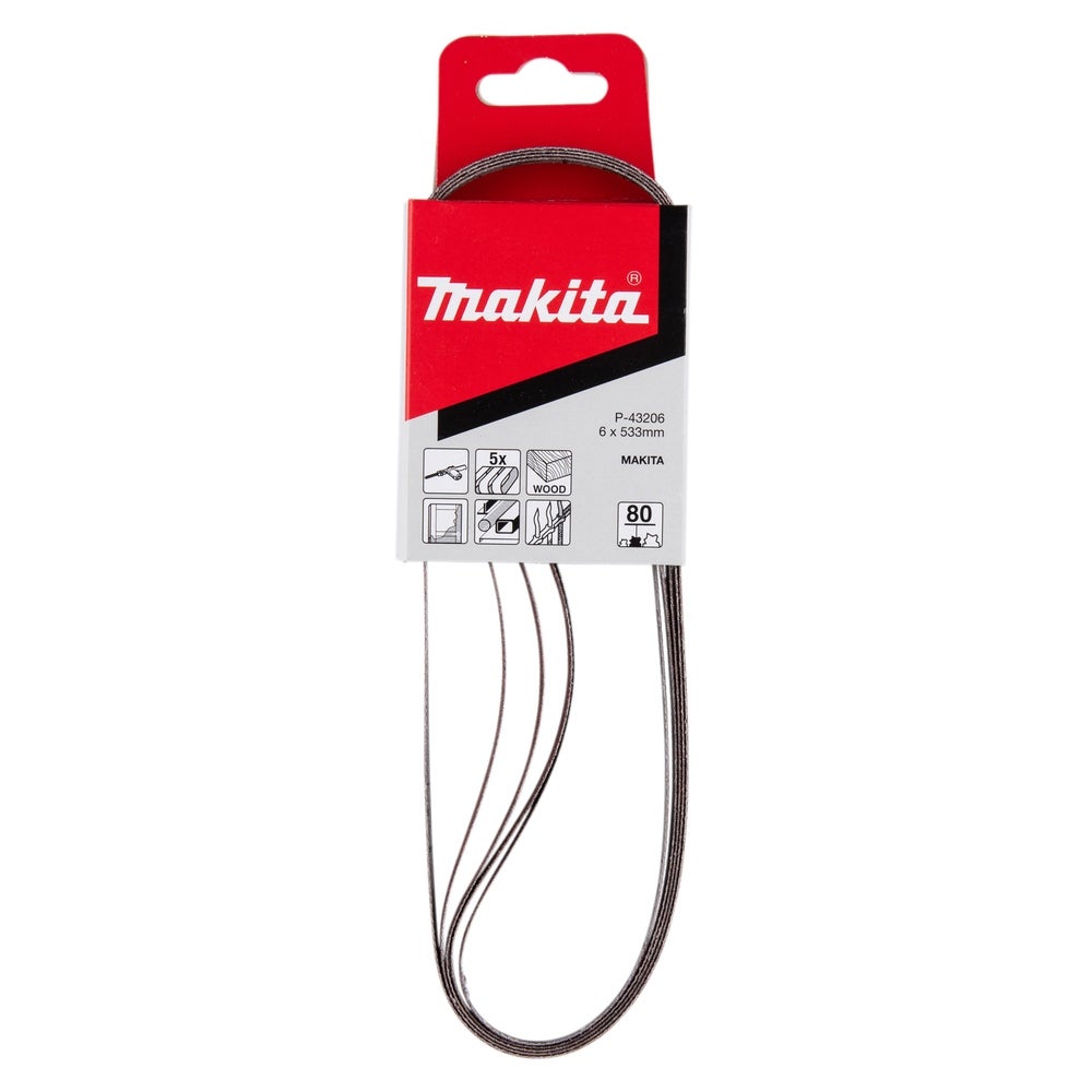 Makita Schleifband 6 x 533 mm, K80, 5 Stk. #P-43206