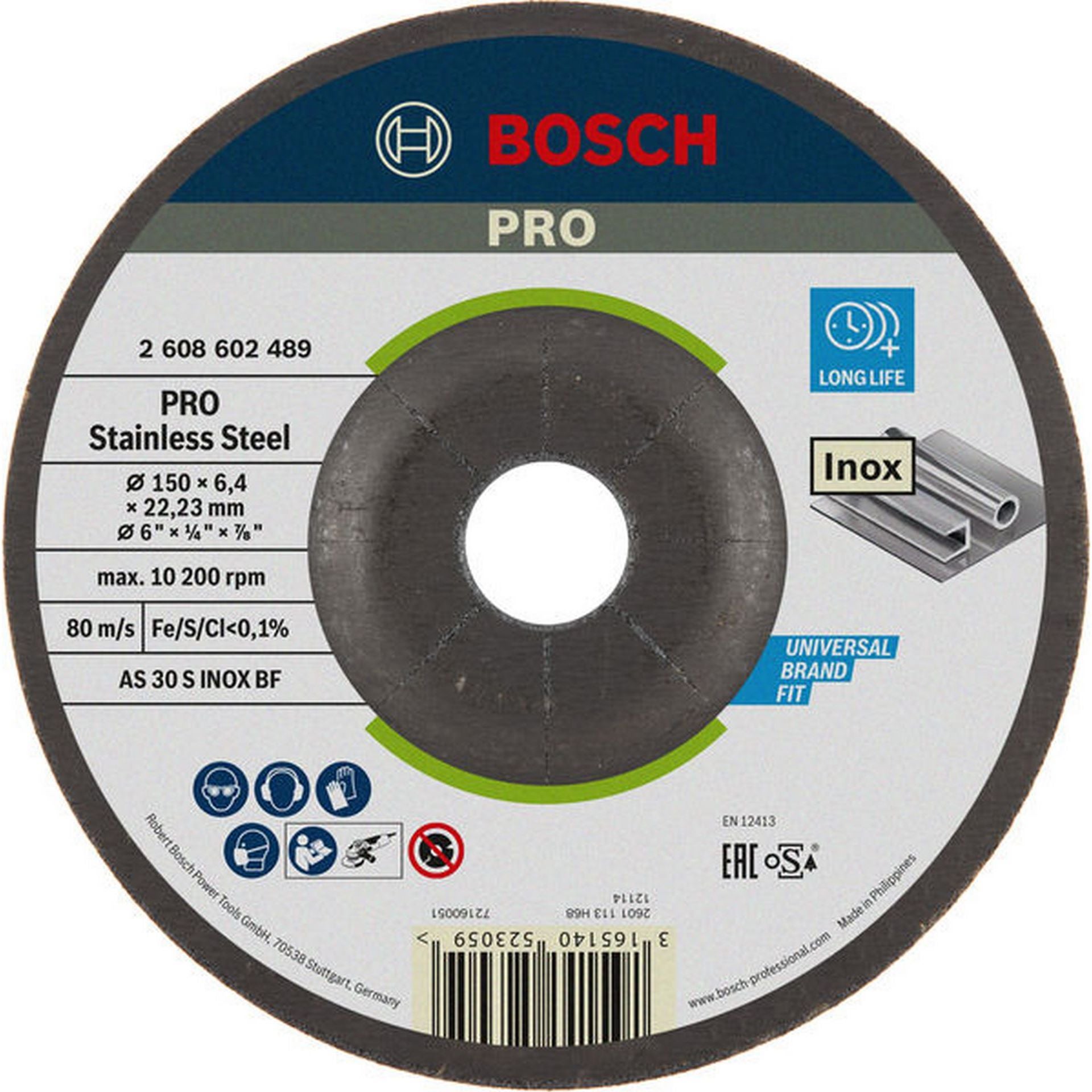 Bosch PRO Stainless Steel Schruppscheibe, 150 x 6 x 22,23 mm #2608602489