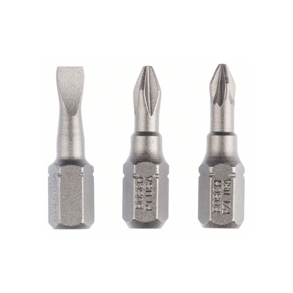 Bosch Schrauberbit-Set Extra-Hart (gemischt), 3-teilig, S 0,6x4,5, PH1, PZ1, 25 mm #2607001765
