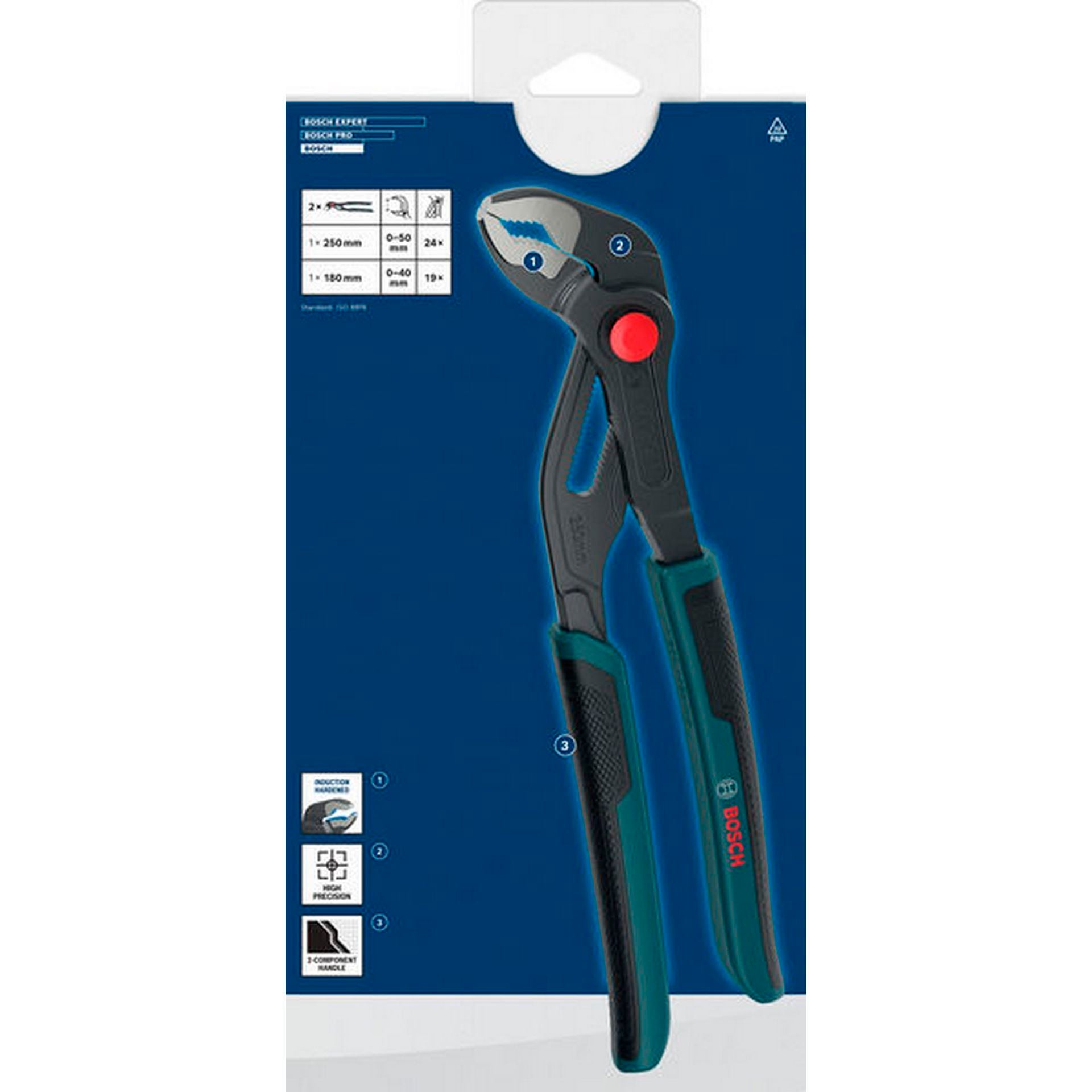 Bosch Wasserpumpenzange Set, Mehrkomponentengriffe, 2-tlg. #1600A039RB