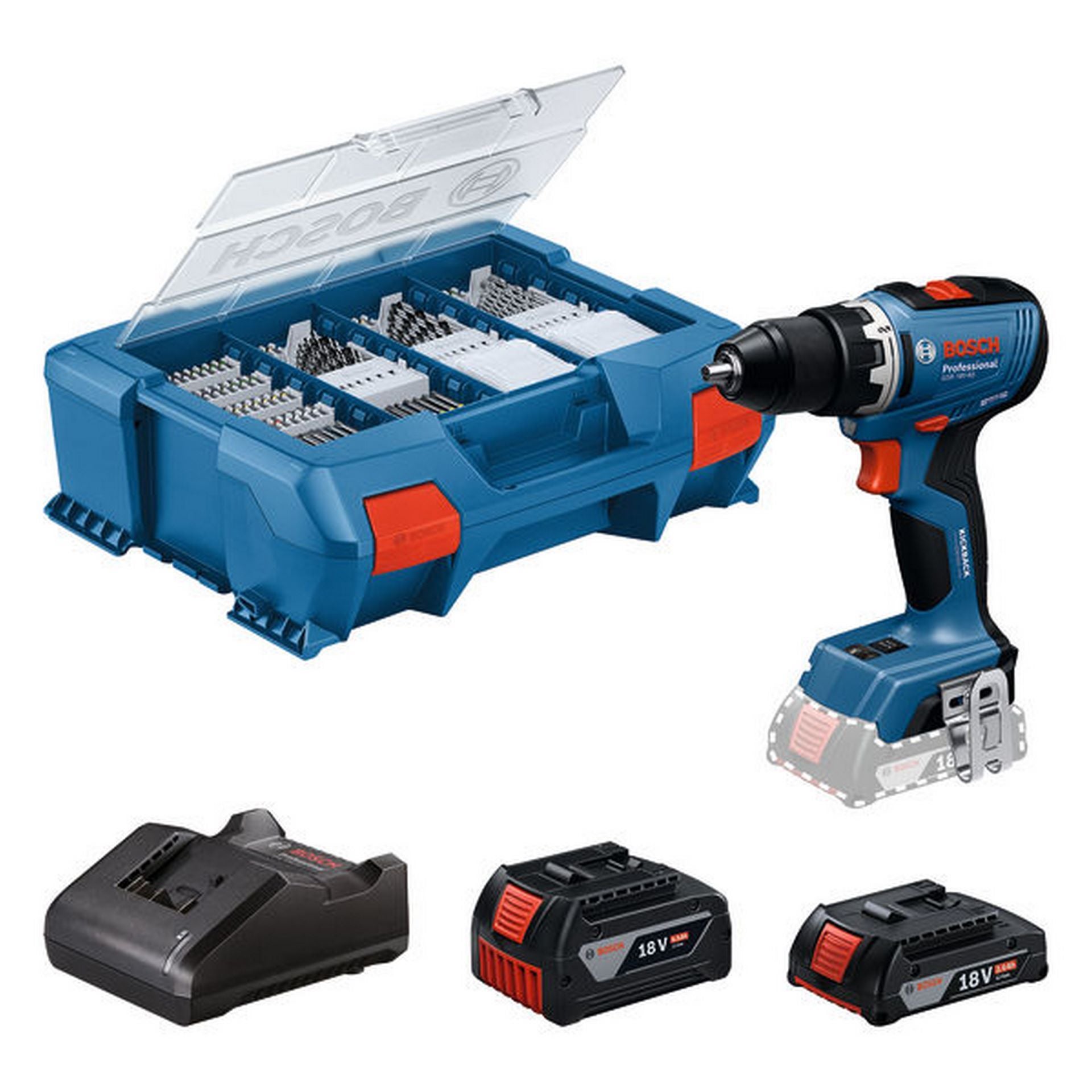 Bosch Akku-Bohrschrauber GSR 18V-65, 2x GBA 18V (4.0Ah+2.0Ah) in L-Case Pick & Click #06019N3230