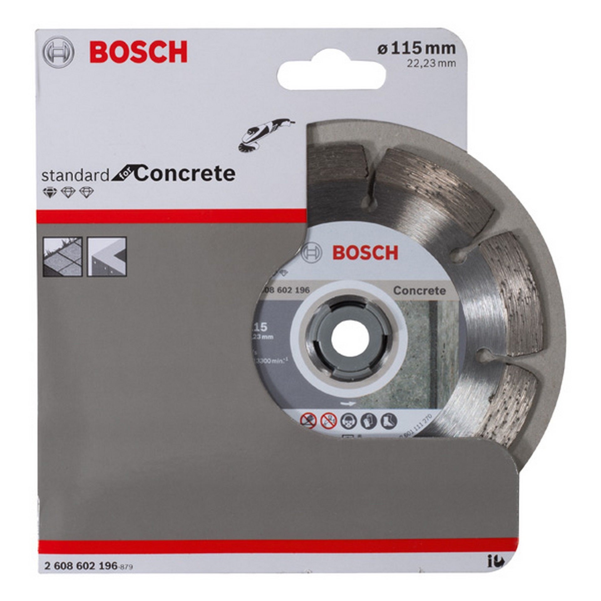 Bosch Diamanttrennscheibe Standard for Concrete, 115 x 22,23 x 1,6 x 10 mm, 1er-Pack #2608602196