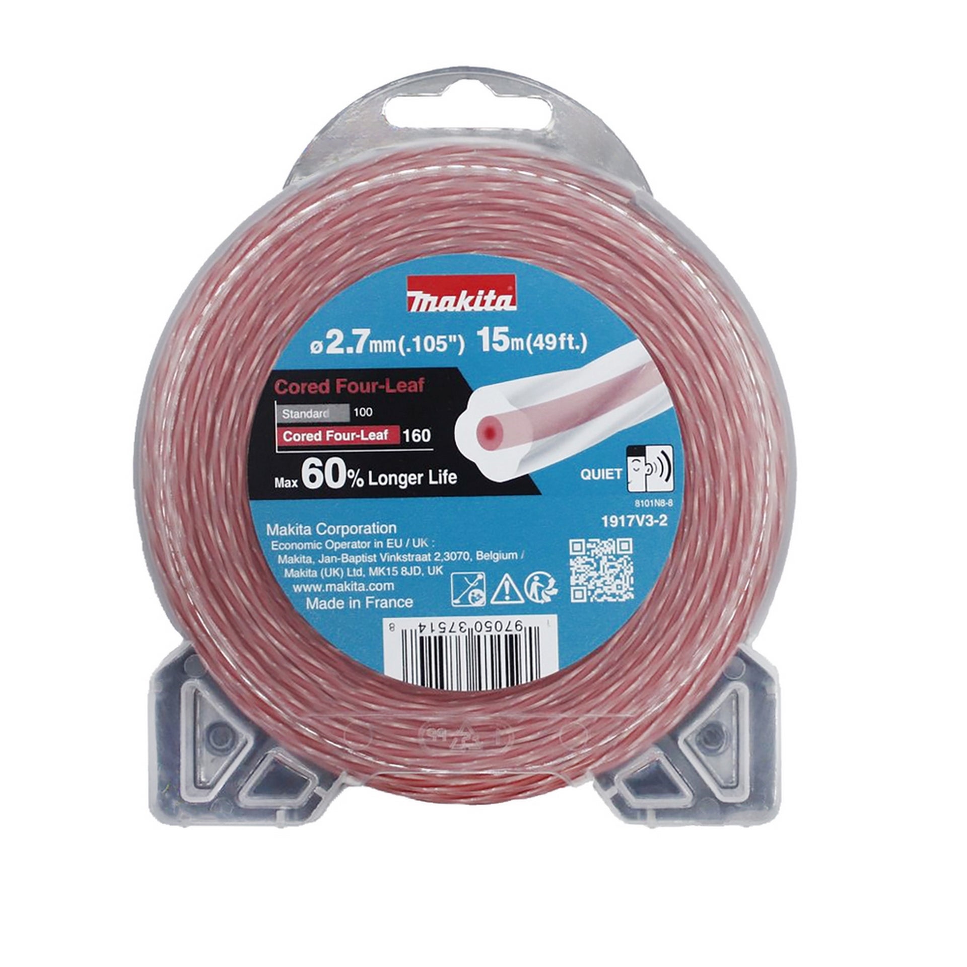 Makita Viersträngige Nylonschnur 2,7 mm x 15 m, rot #1917V3-2