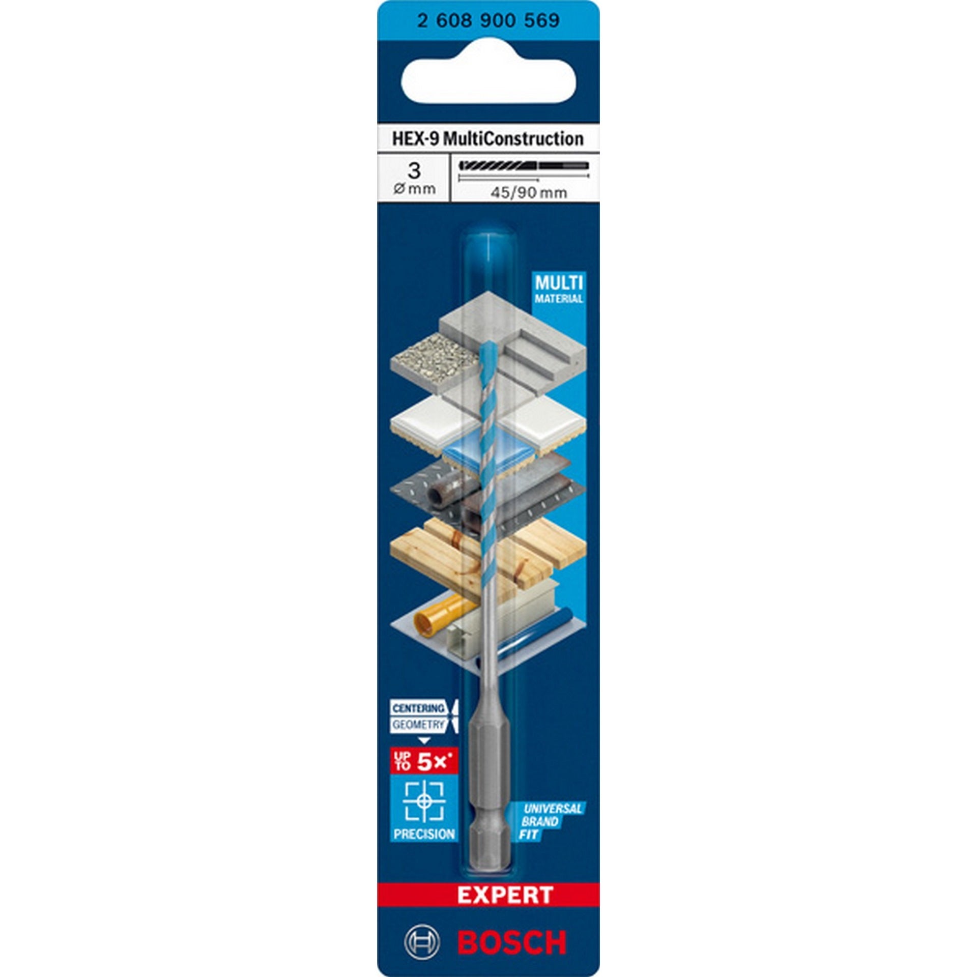 Bosch EXPERT HEX-9 Multi Construction Bohrer, 3x45x90 mm #2608900569