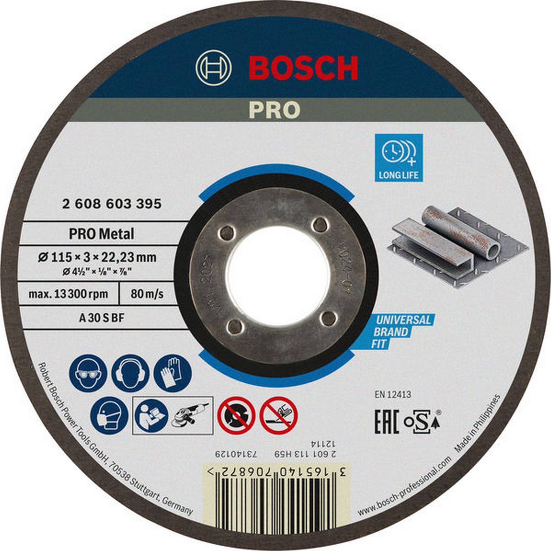 Bosch PRO Metal Gebundene Trennscheibe, 115 x 3 x 22,23 mm #2608603395