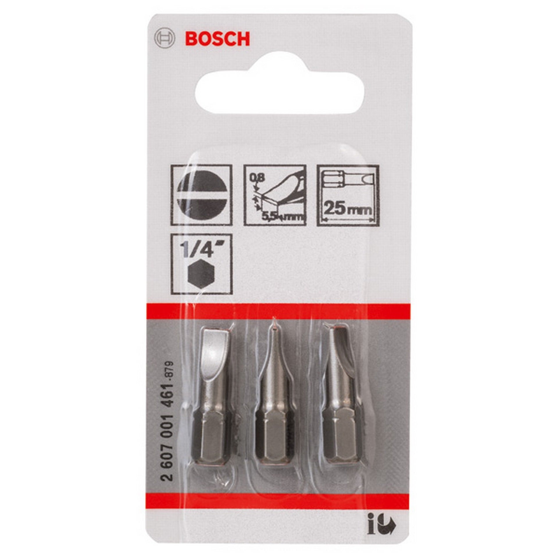 Bosch Schrauberbit Extra-Hart S 0,8 x 5,5, 25 mm, 3er-Pack #2607001461