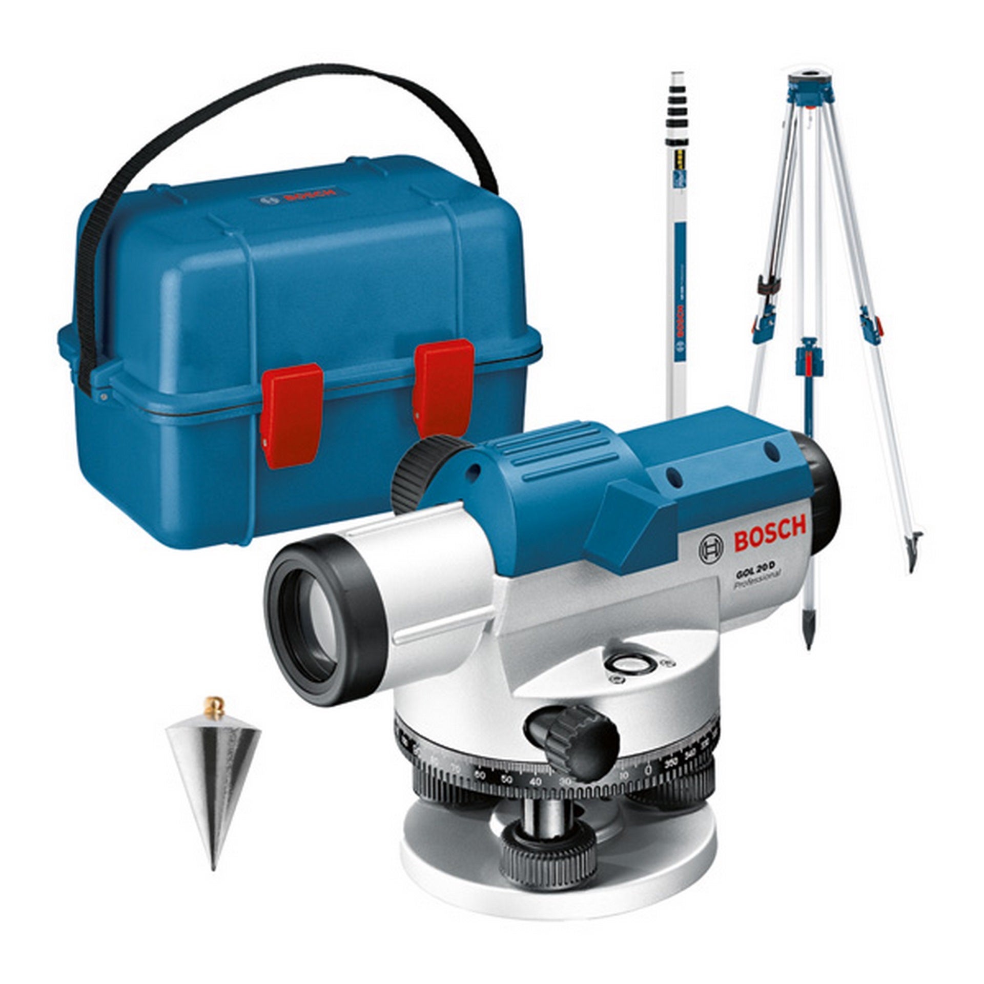 Bosch Optisches Nivelliergerät GOL 20 D, mit Baustativ BT160, Messstab GR 500 #0601068402