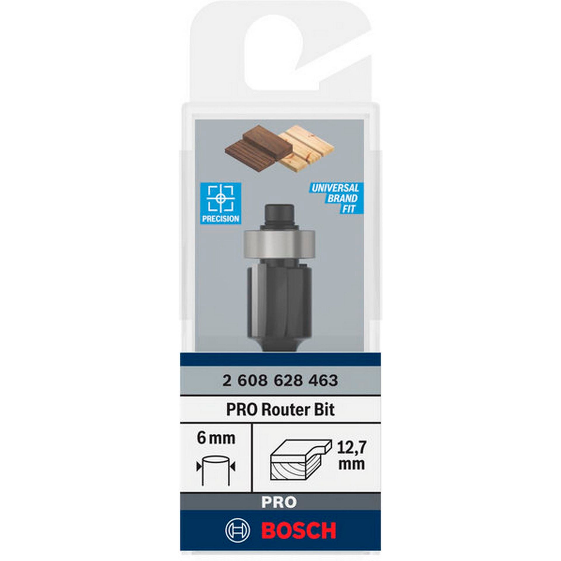 Bosch PRO Bündigfräser mit unterem Kugellager, D 12,7 mm, L 12,7 mm, S 6 mm #2608628463