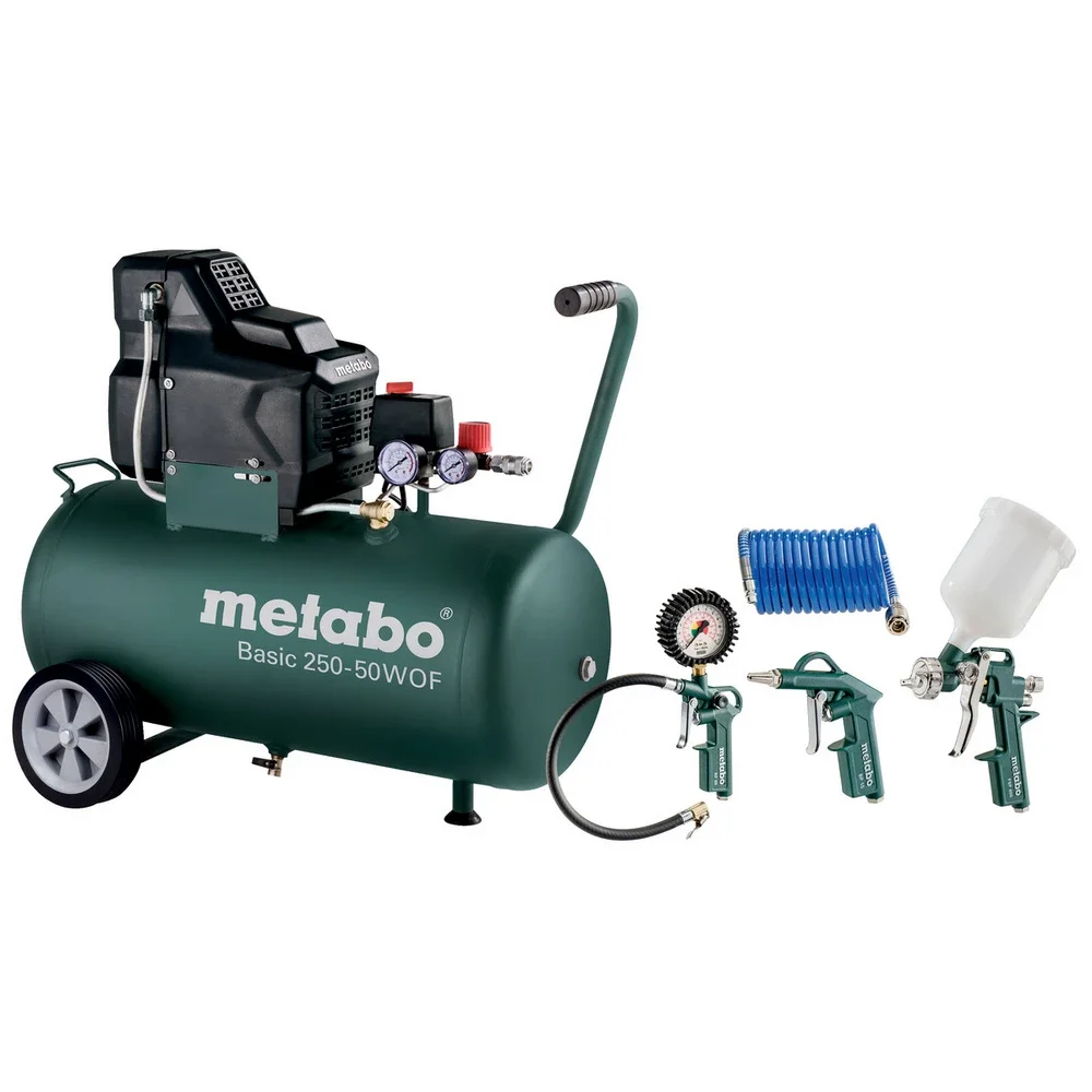 Metabo Kompressor Basic 250-50 W OF Set #690988000 mit Druckluft-Werkzeugset LPZ 4 Set