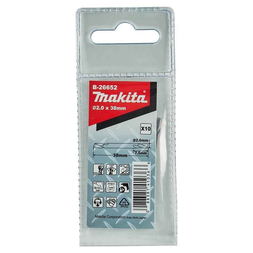 Makita HSS-G Doppelbohrer, 2,0 x 38 mm, 10 Stk. #B-26652