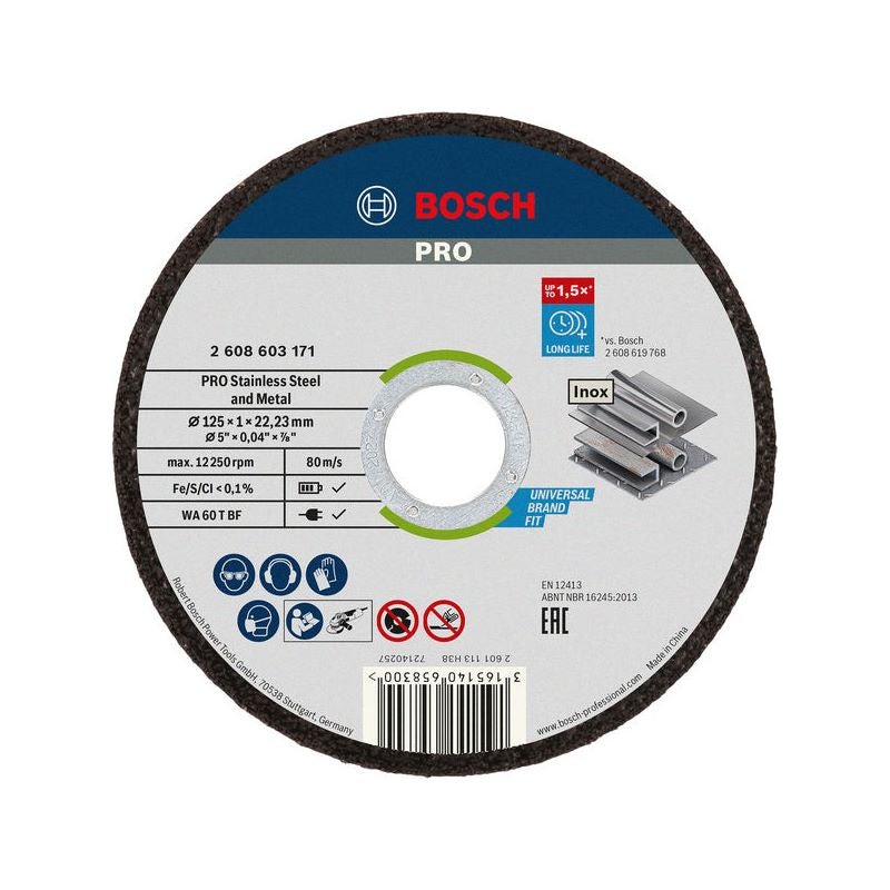 Bosch PRO Stainless Steel and Metal Trennscheibe, 125 x 1 x 22.23 mm, gerade, 10-tlg. #2608603255