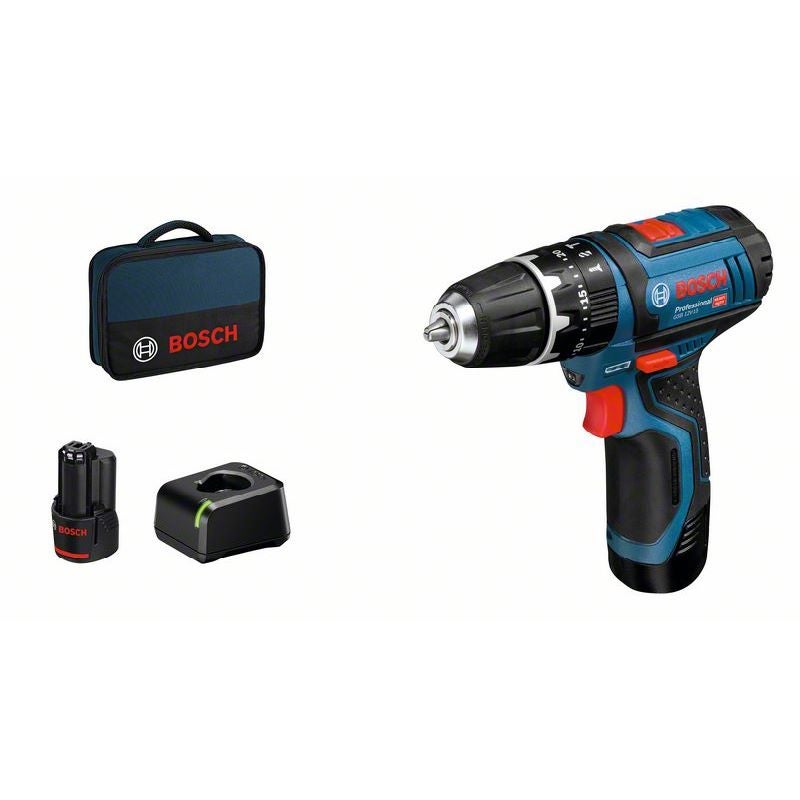 Bosch Akku-Schlagbohrschrauber GSB 12V-15, 2 x Akku GBA 12V 2.0Ah #06019B690H