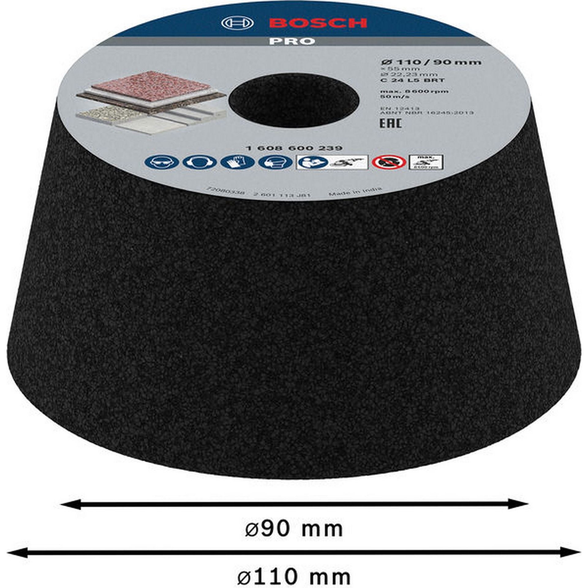Bosch PRO Stone Konischer Schleiftopf, 90 x 110 x 55 mm, K24 #1608600239
