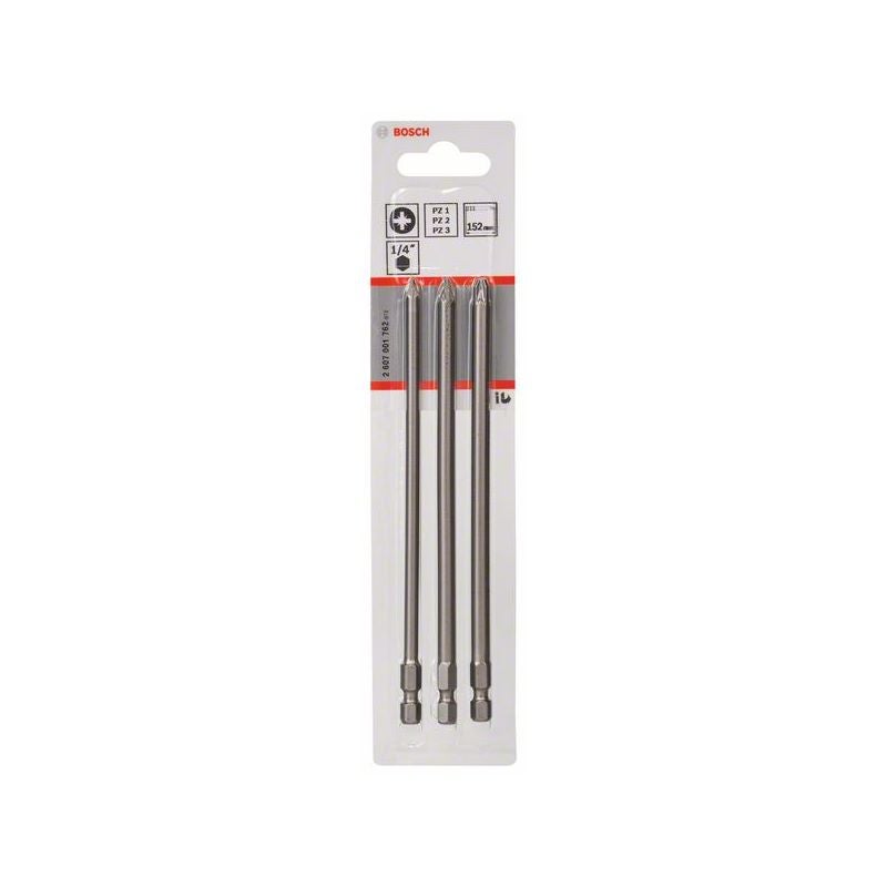 Bosch Schrauberbit-Set Extra-Hart, 3-teilig, PZ1, PZ2, PZ3, 152 mm #2607001762