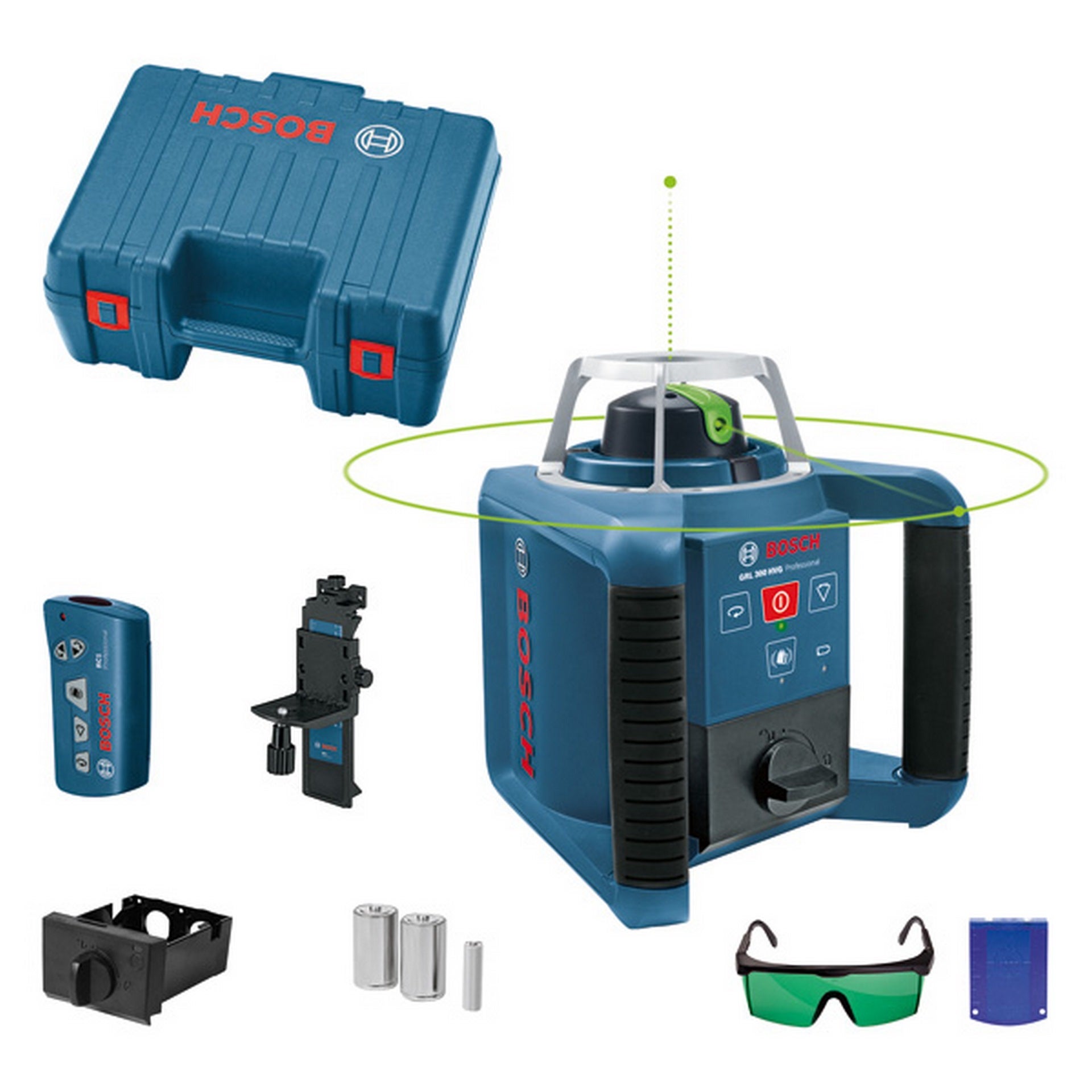 Bosch Rotationslaser GRL 300 HVG, 2 x Batterie LR20 1,5V im Handwerkerkoffer #0601061700