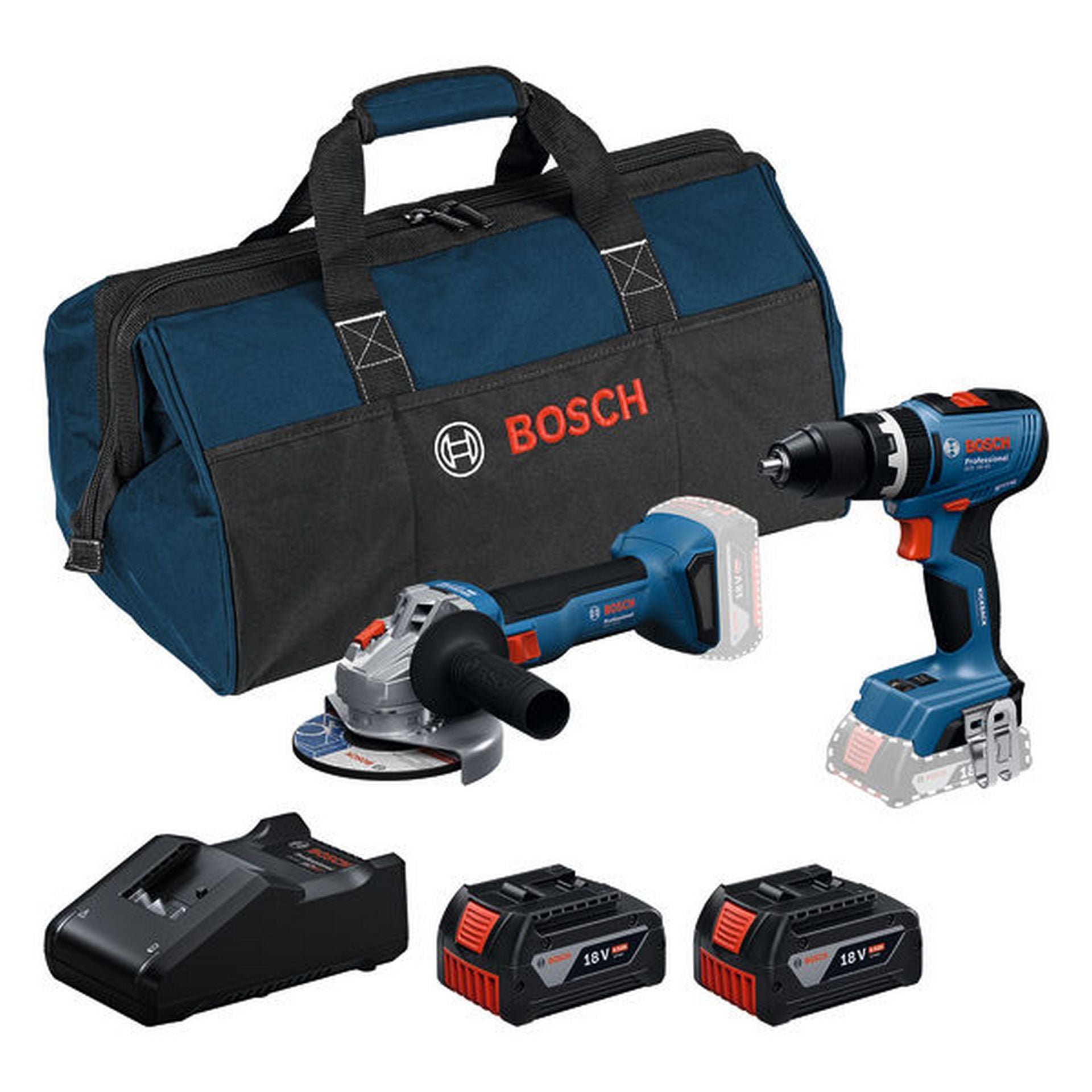 Bosch GSB 18V-65 + GWS 18V-8 + 2x GBA 4.0Ah + GAL 18V-40 + RAF BAG #0615A5008Z
