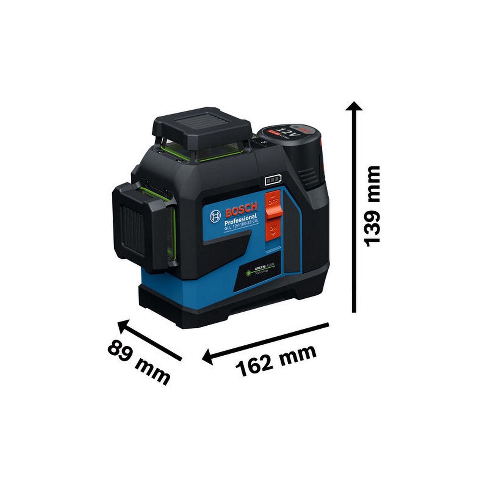 Bosch Linienlaser GLL 12V-100-33 CG, 1 x Akku GBA 12V 2.0Ah in L-BOXX #0601065401