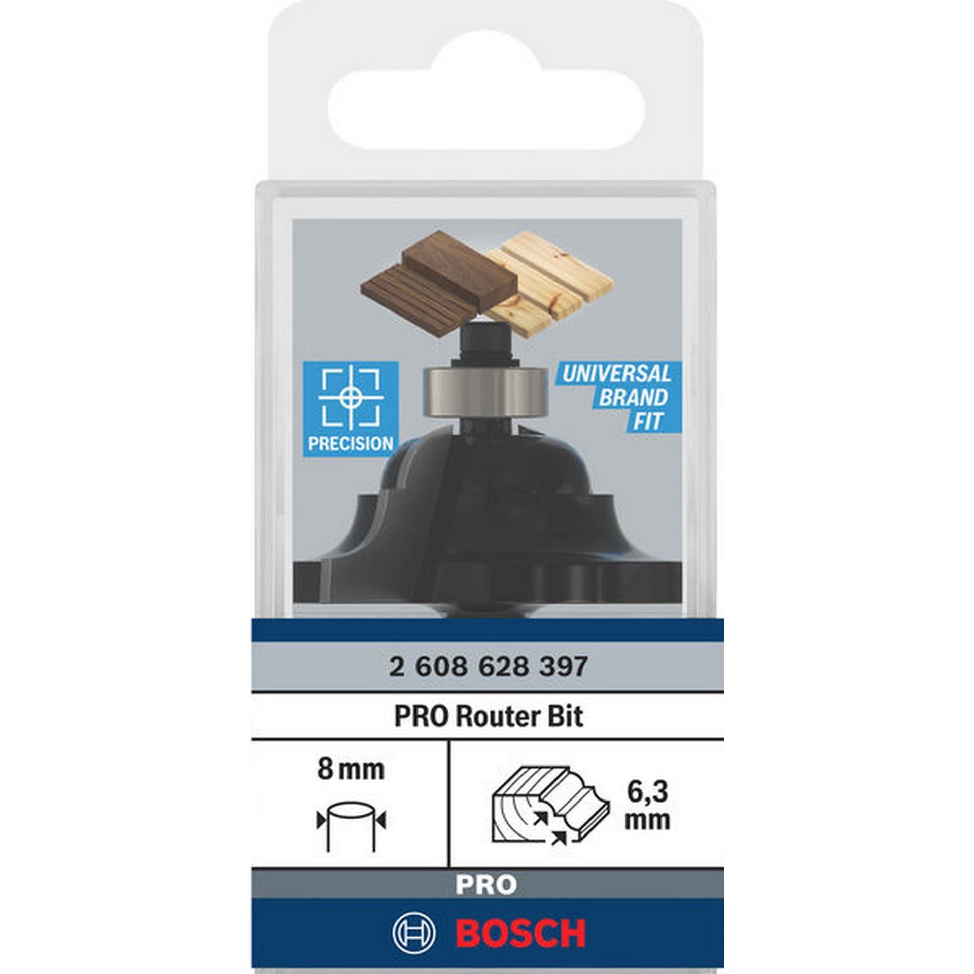 Bosch PRO Profilfräser, R 6,3 mm, S 8 mm #2608628397