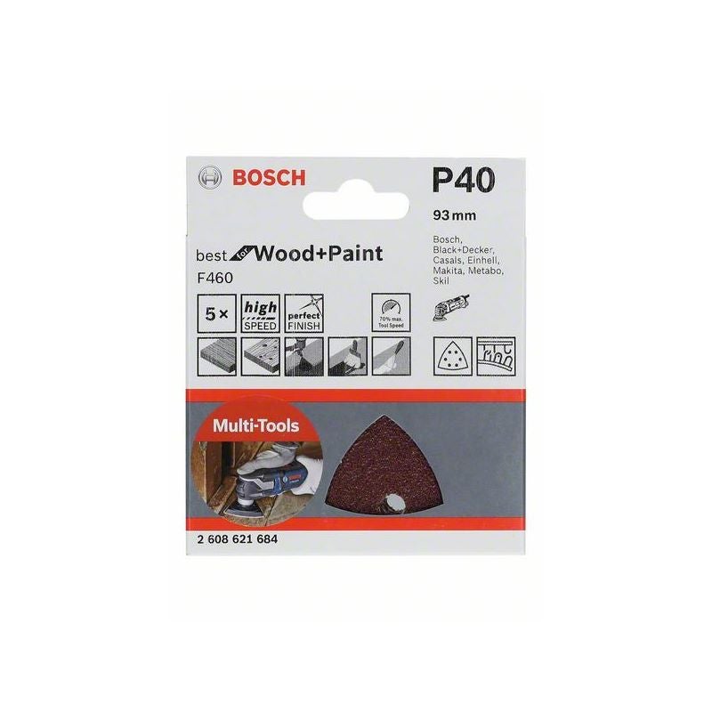 Bosch PRO F460 Schleifblatt, 93 x 93 mm; G40, 5-tlg. #2608621684