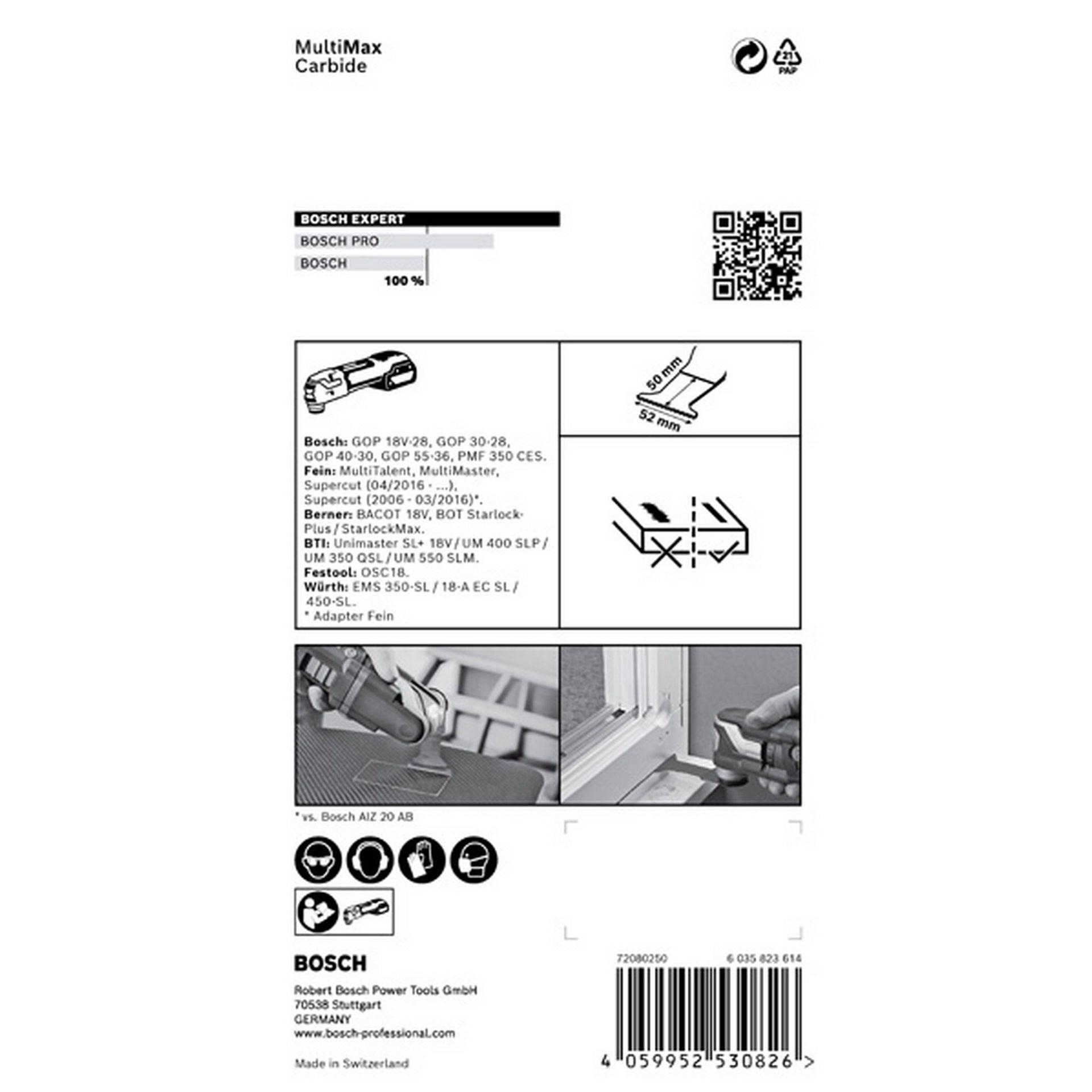Bosch EXPERT MultiMax PAII 52 APIT Tauchsägeblatt für Multifunktionswerkzeuge, 52 mm #2608900030