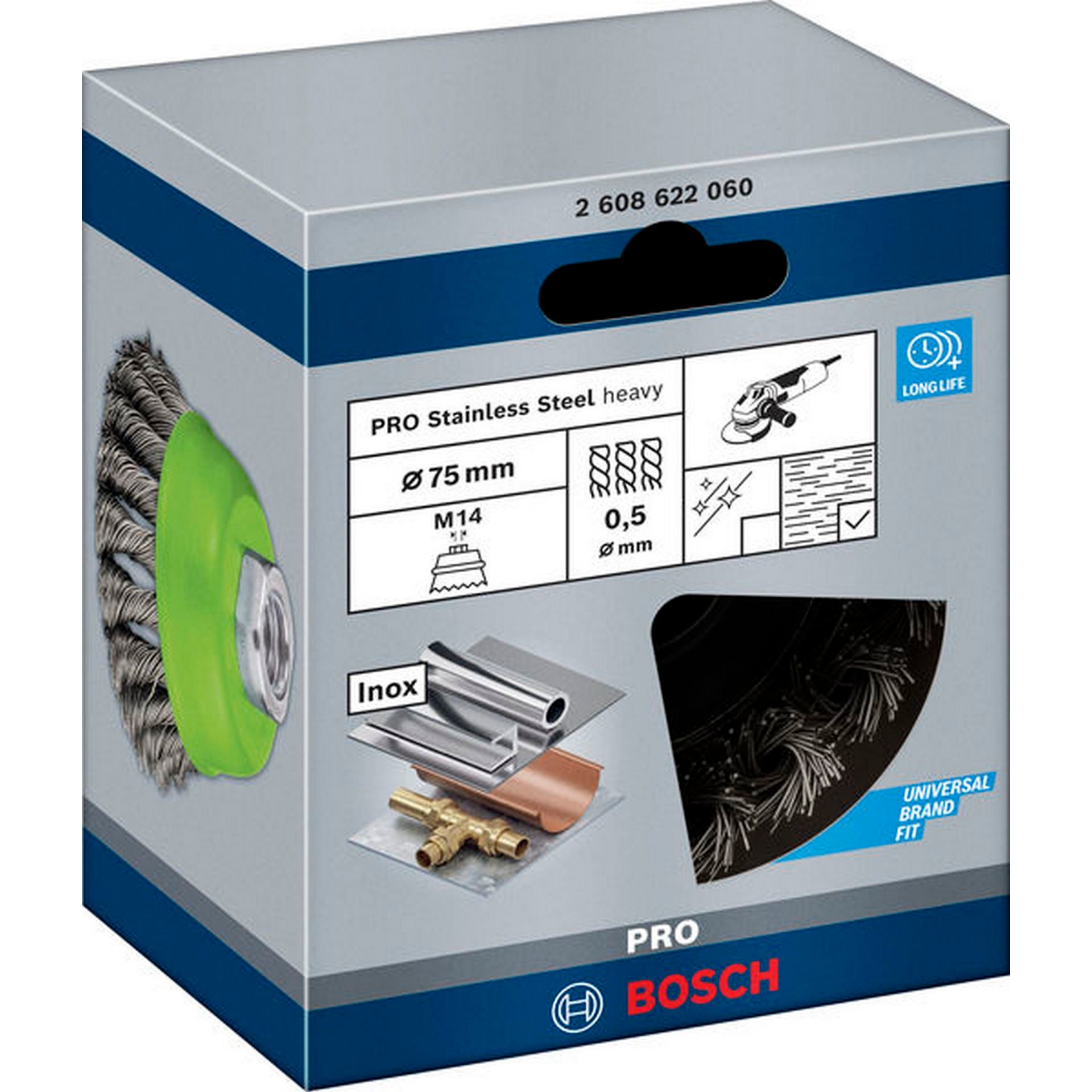 Bosch PRO Stainless Steel heavy Topfbürste, 75 x 0,5 mm, Gewinde #2608622060