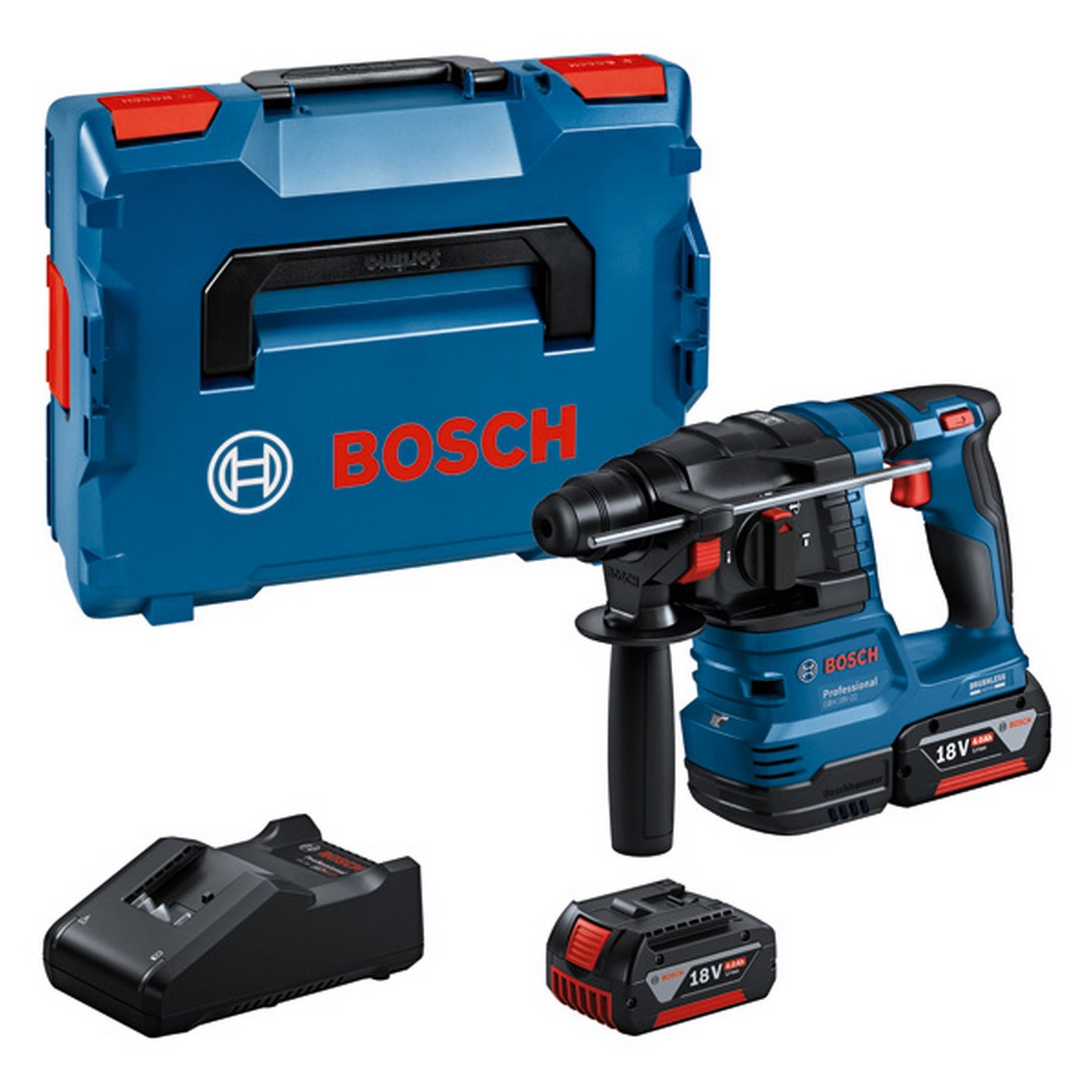 Bosch Akku-Bohrhammer mit SDS plus GBH 18V-22, 2 x Akku GBA 18V 4.0Ah in L-BOXX 136 #0611924002