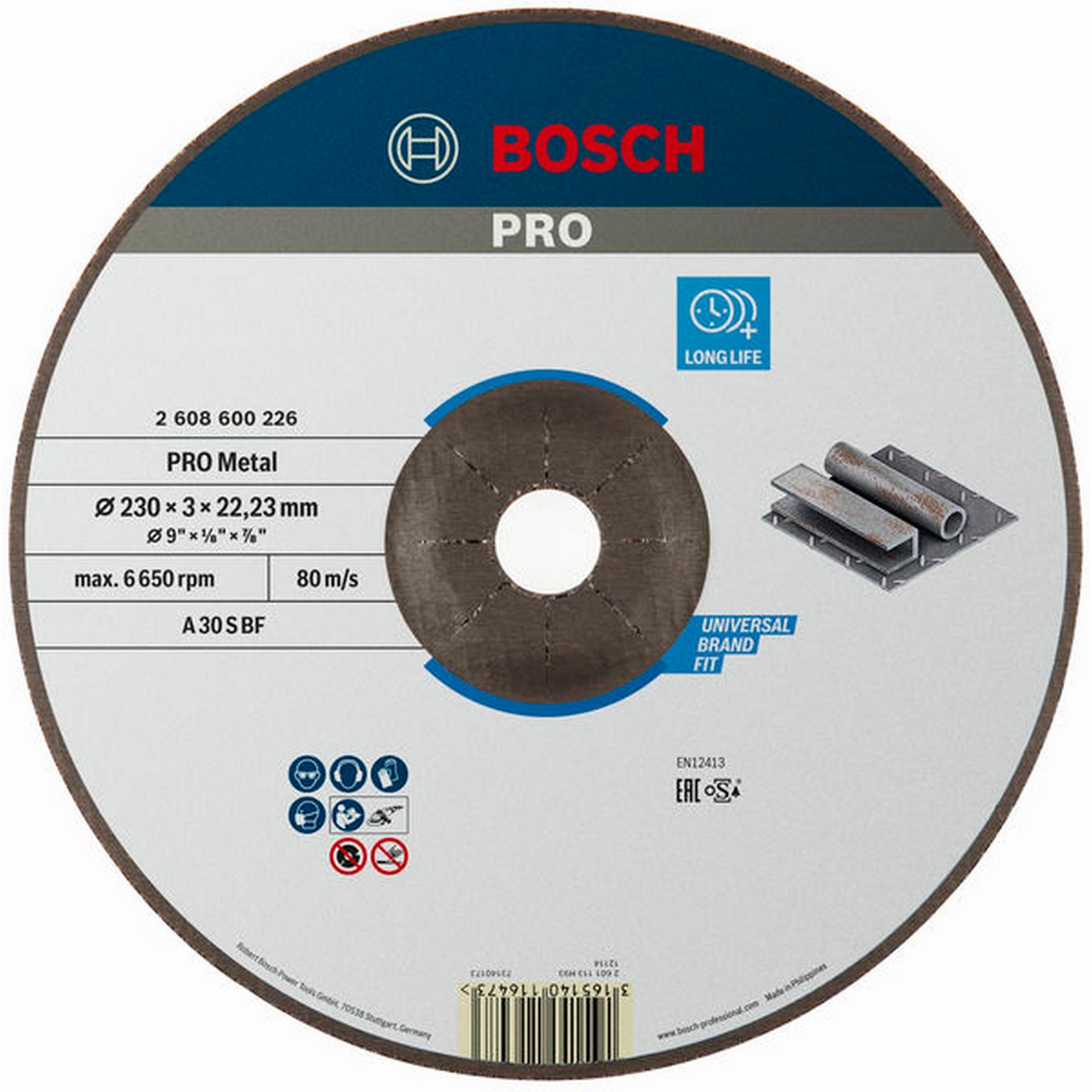 Bosch PRO Metal Trennscheibe, 230 x 3 x 22.23 mm, gekröpft, oSa #2608600226