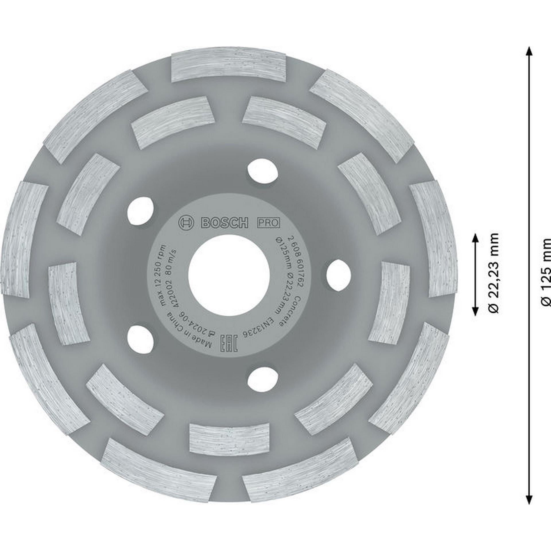 Bosch PRO Concrete Topfscheibe, 50 x 125 mm, 22,23 mm, 2-reihig #2608601762