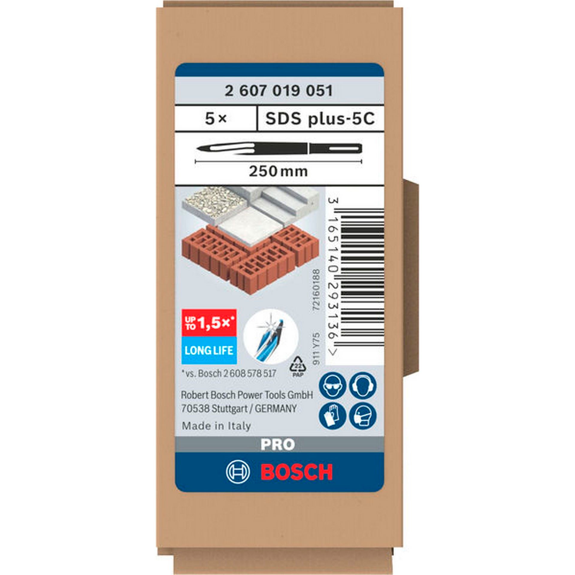 Bosch PRO SDS plus-5C Spitzmeißel-Set, 250 mm, 5-tlg. #2607019051