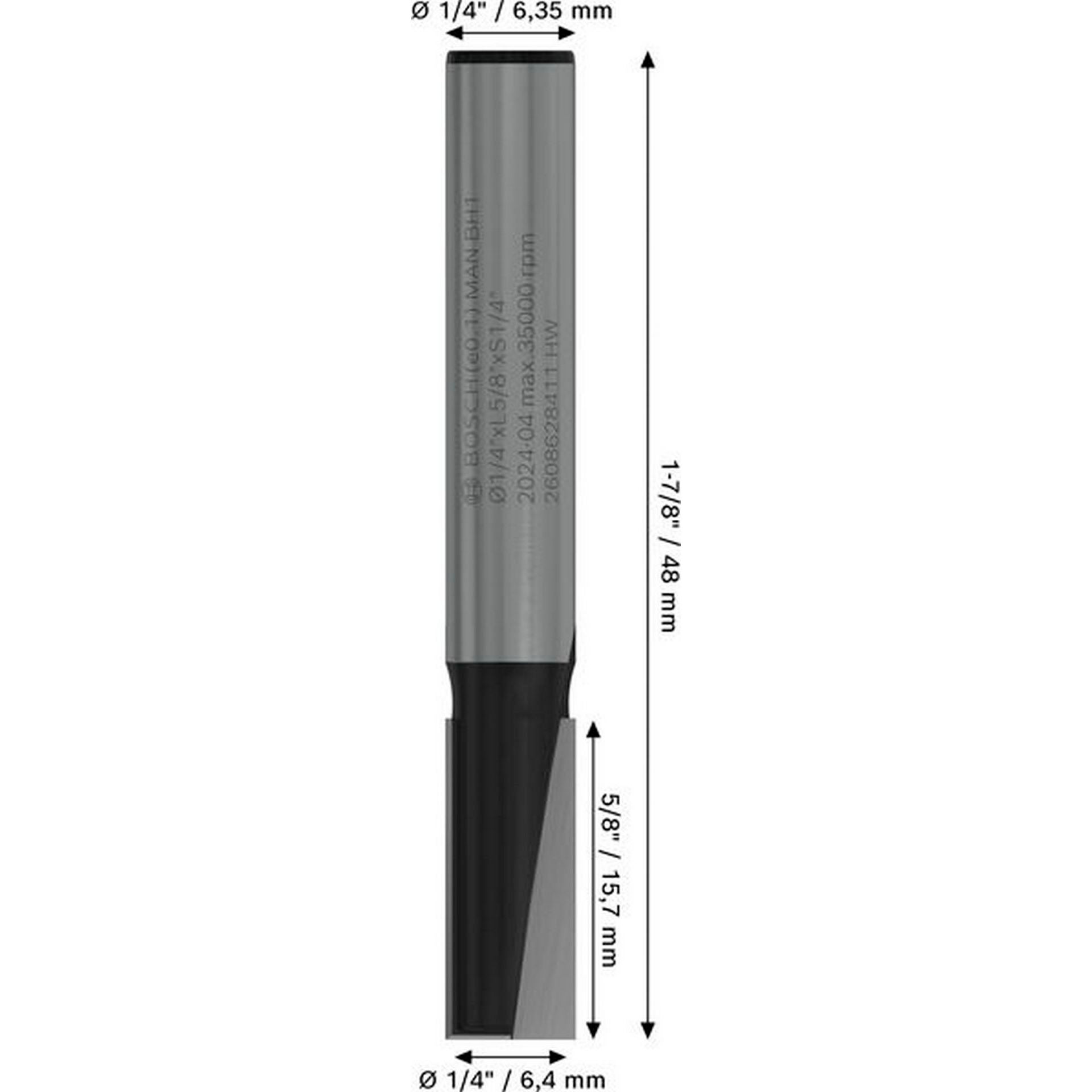 Bosch PRO Nutfräser, zweischneidig, D 1/4", L 5/8", S 1/4" #2608628411