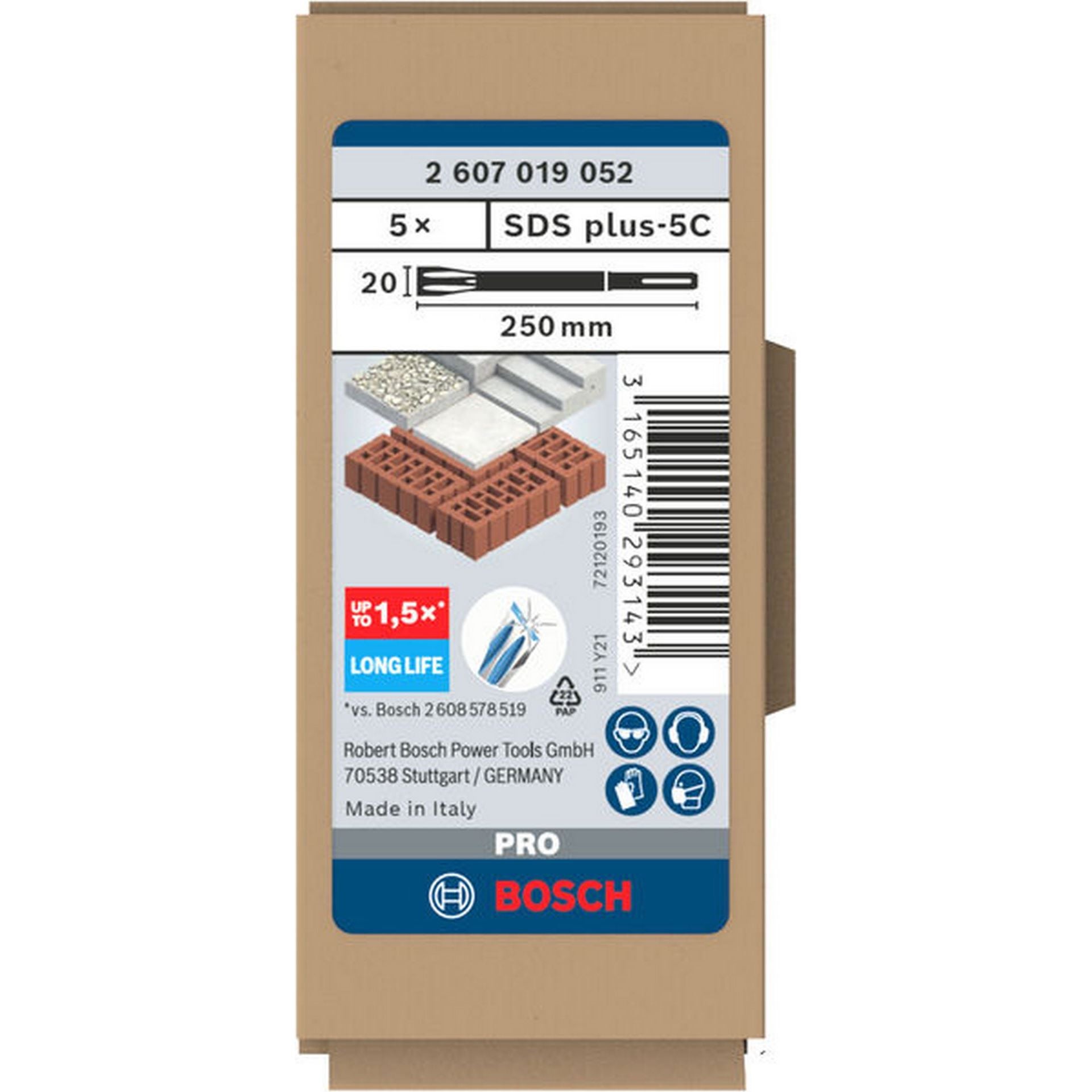 Bosch PRO SDS plus-5C Flachmeißelset, 20 x 250 mm, 5-tlg. #2607019052