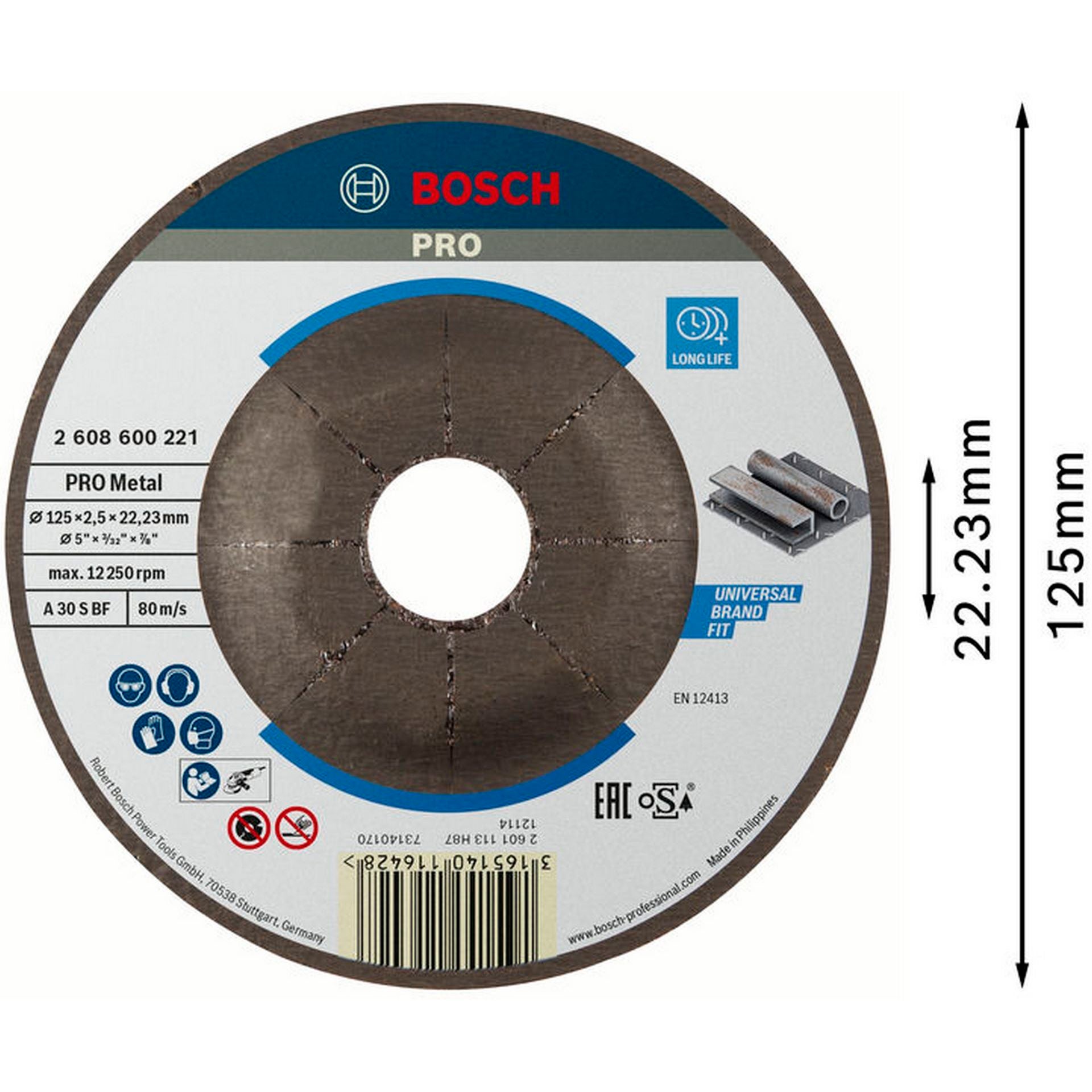 Bosch PRO Metal Trennscheibe, 125 x 2.5 x 22.23 mm, gekröpft, oSa #2608600221