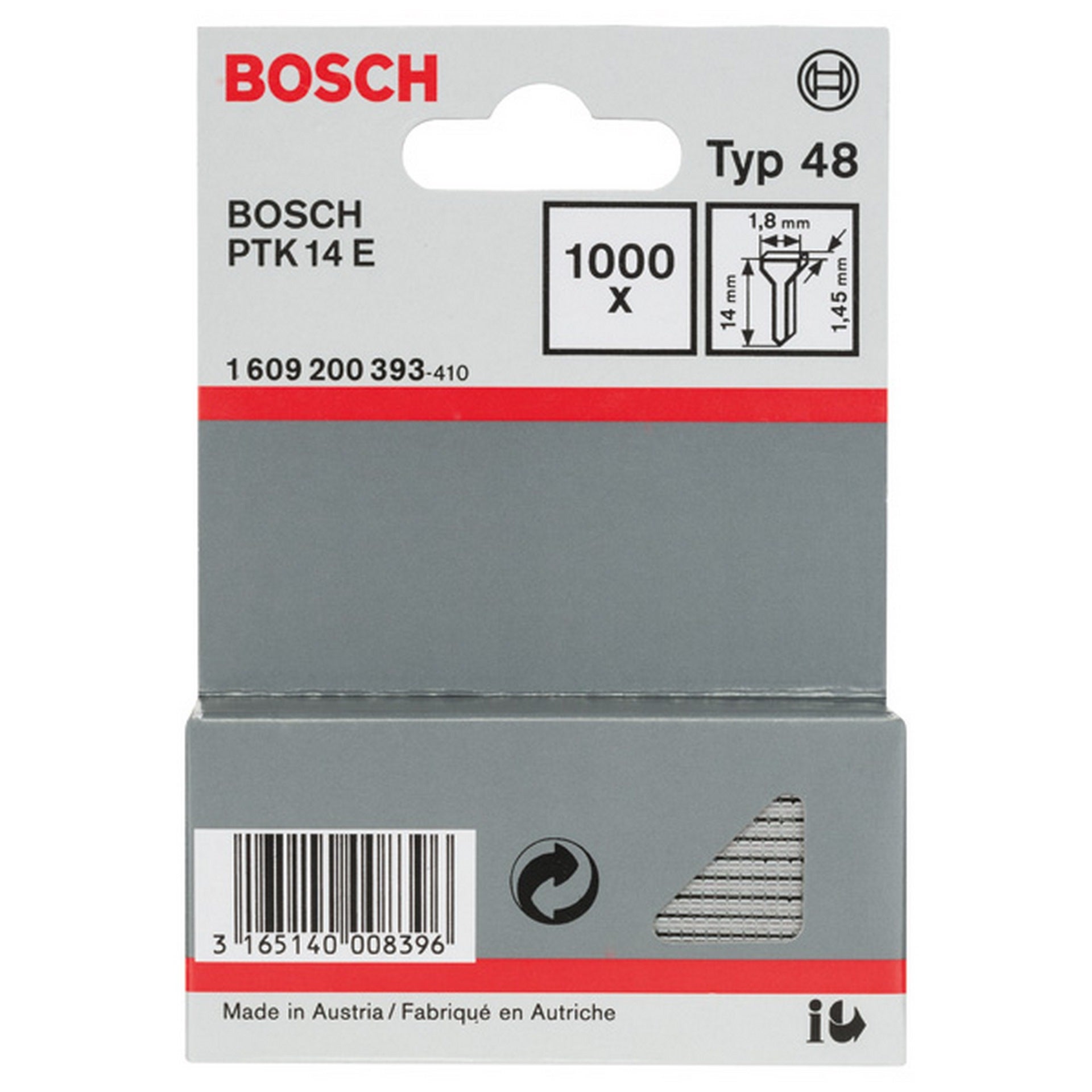 Bosch Tackernagel Typ 48, 1,8 x 1,45 x 14 mm, 1000er-Pack #1609200393
