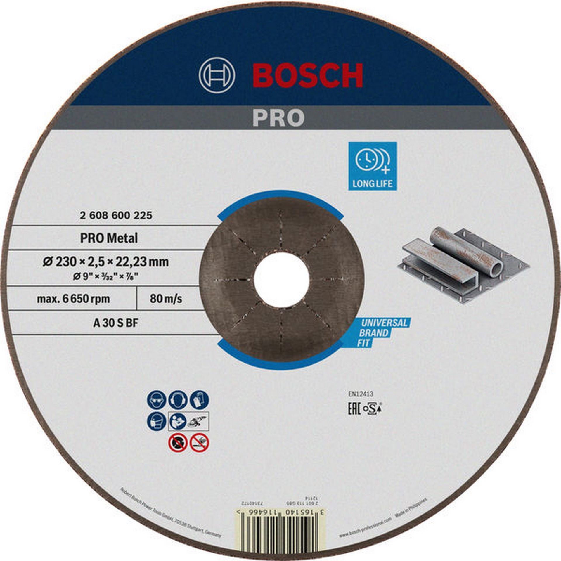 Bosch PRO Metal Trennscheibe, 230 x 2,5 x 22.23 mm, gekröpft, oSa #2608600225
