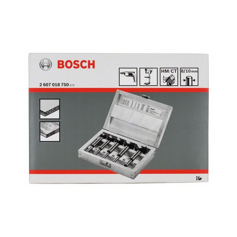 Bosch 5-tlg. Scharnierlochbohrer-Set, Carbide, 15–35 mm #2607018750