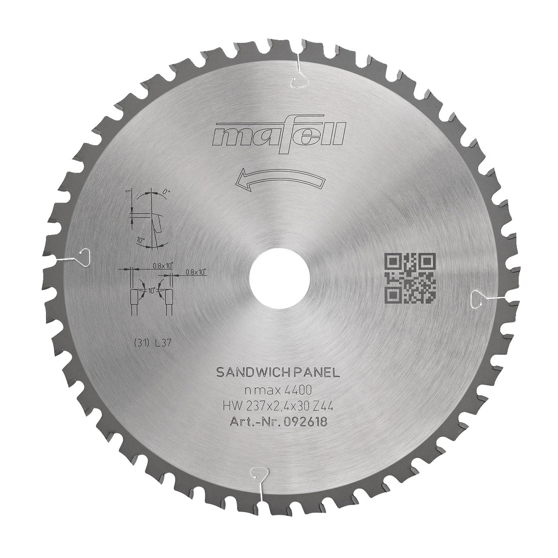 Mafell Sägeblatt KSB-SP 237, HW, 237 x 2,4 x 30 mm, Z44, WZFA, Sandwich Panel #092618